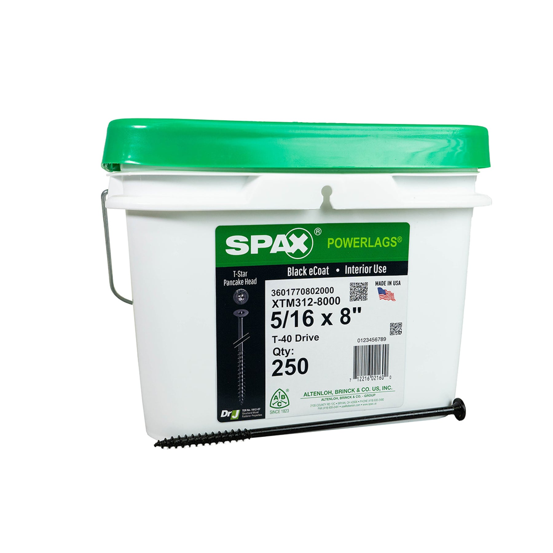SPAX 3601770802000 5/16-in x 8-in Black Ecoat Pancake -Head Interior Lag screws 250 -Pack