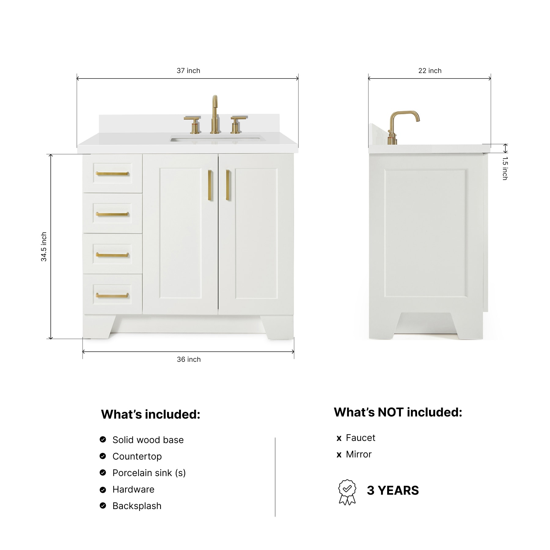 ARIEL Q037SRWQRVOWHT Bath-Vanity-Combo - View #3