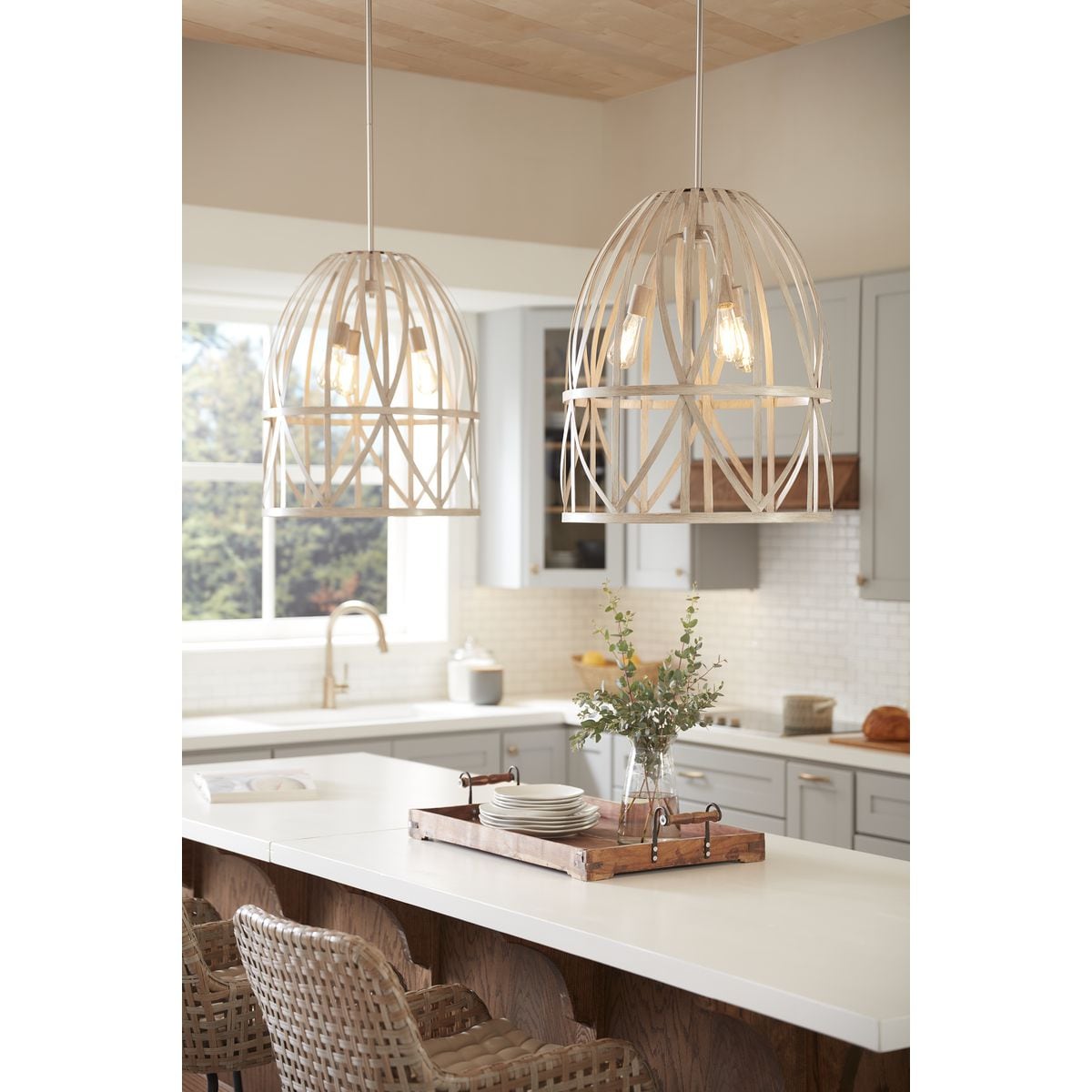 Chastain 3-Light Bleached Oak Farmhouse Pendant