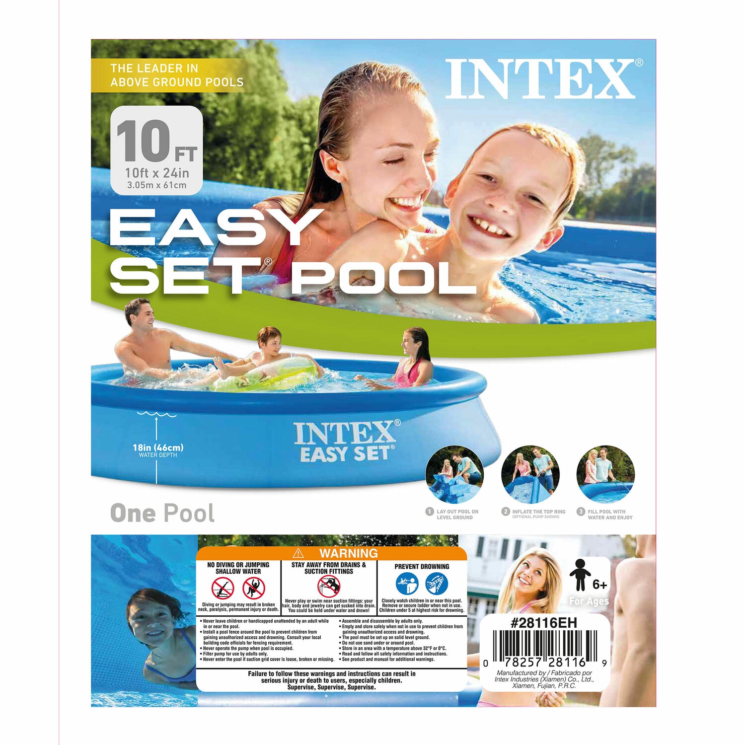 Intex 10-ft x 10-ft x 24-in Inflatable Top Ring Round Above-Ground Pool ...