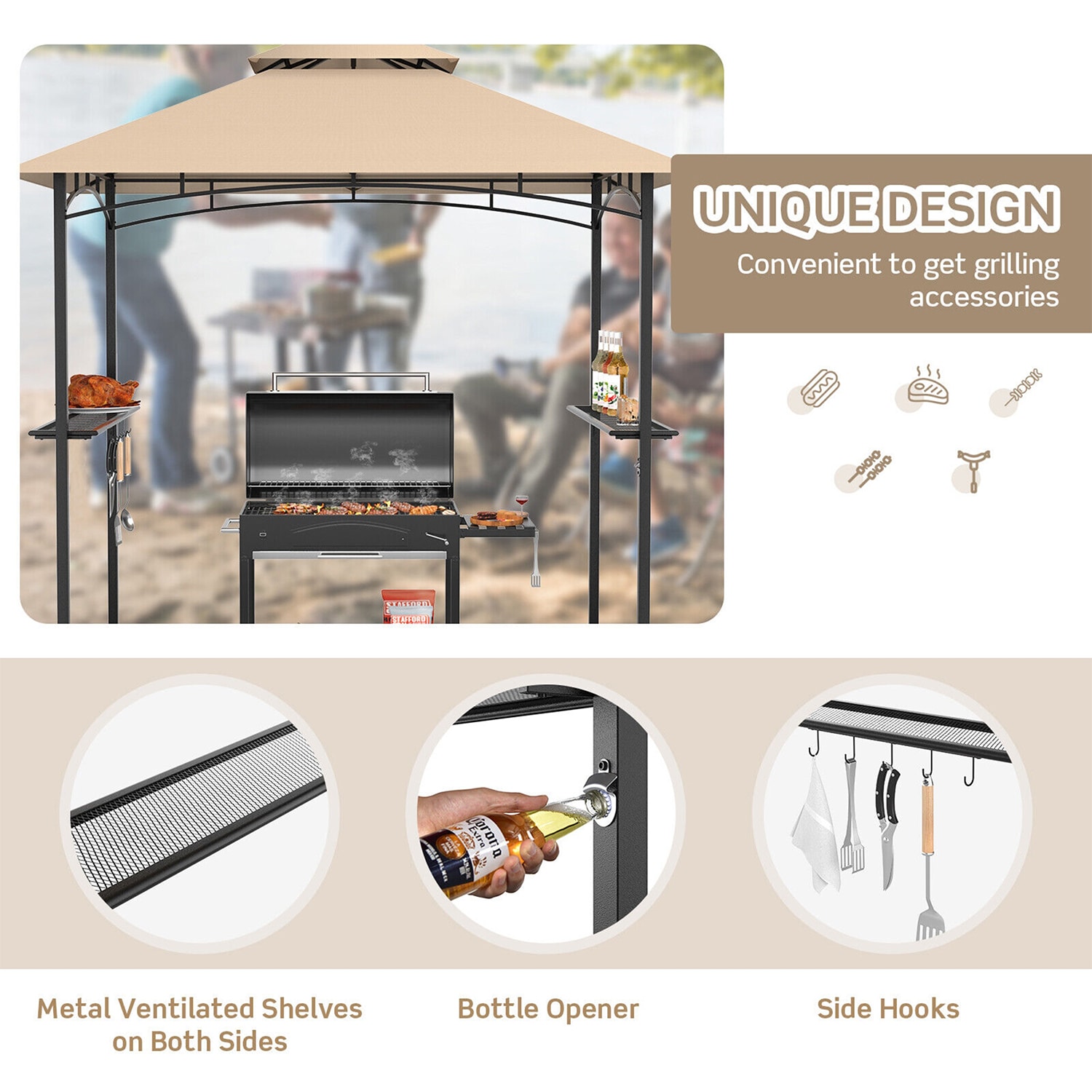 WELLFOR DOJ3672CF Wood-Resin-Gazebos - View #3