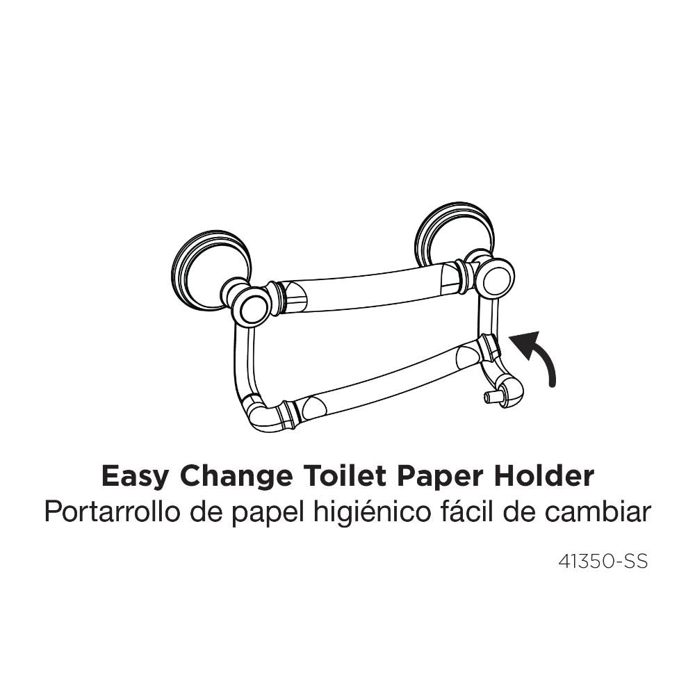 Brilliance Stainless Steel Wall Mount Toilet Paper Holder with Assist Bar