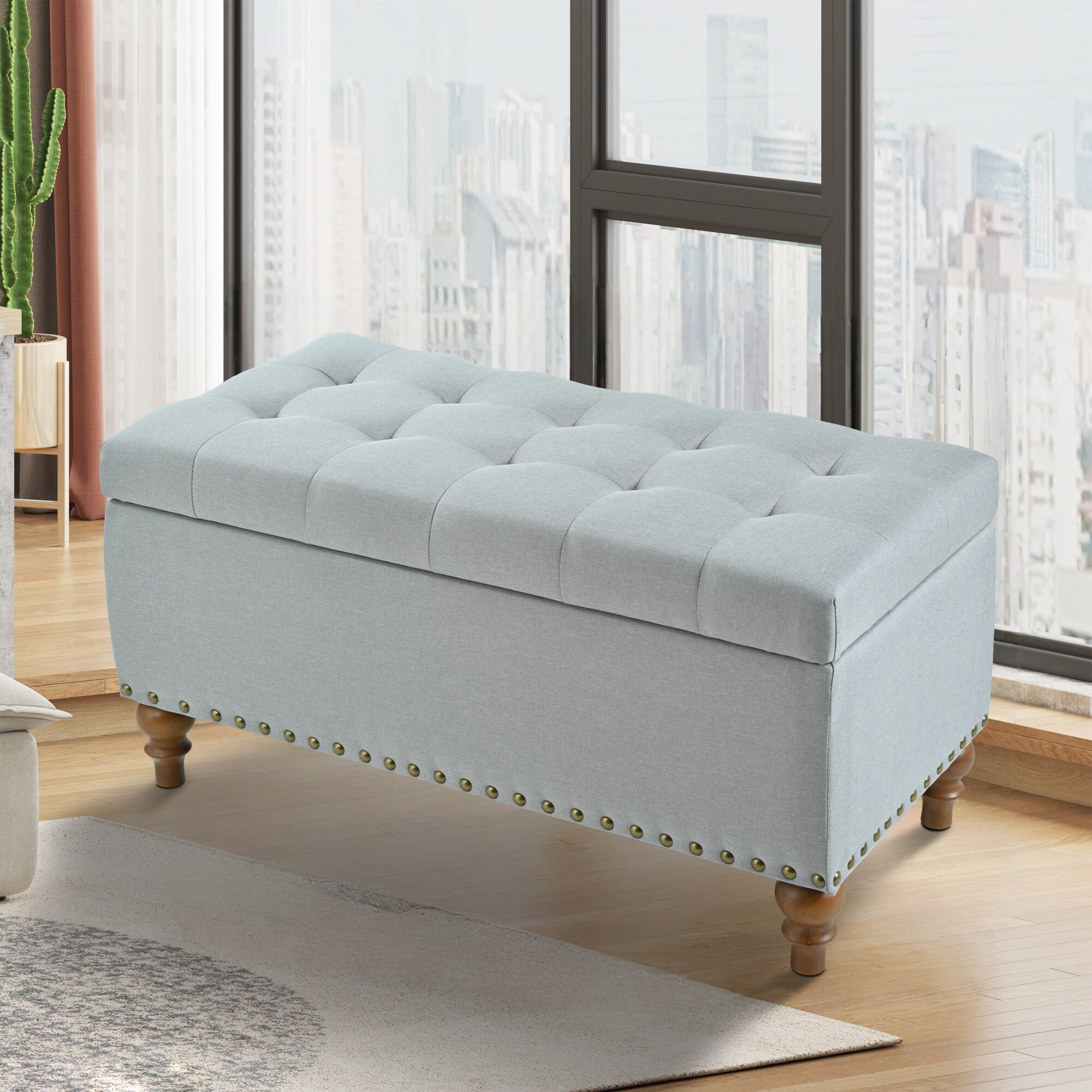 IHOMEadore MDW2941P239182 Modern Gray Storage Ottoman