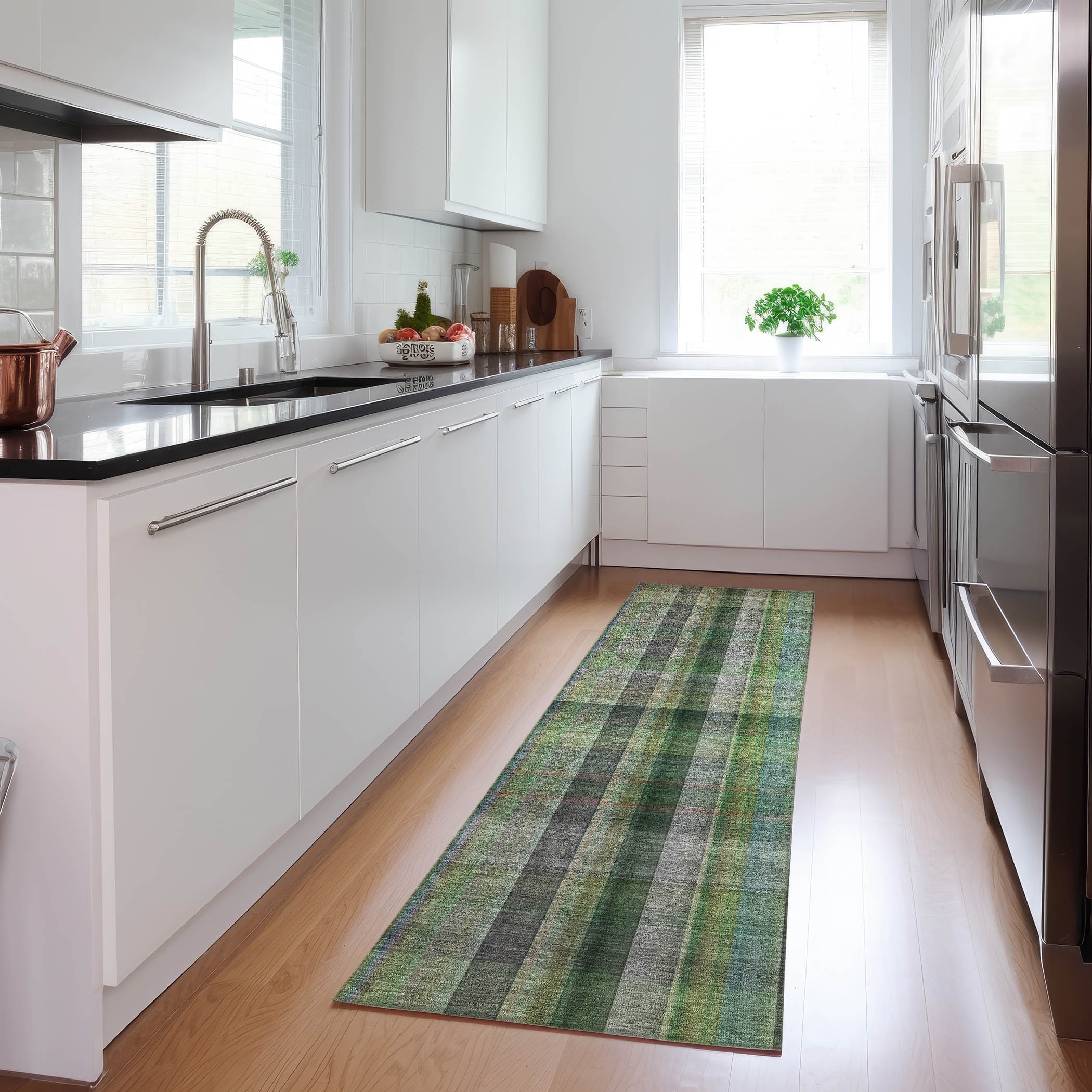 Addison Rugs ACN548GE2X8 Chantille ACN548GE 2 x 7 (ft) Polyester Green Rectangular Indoor/Outdoor Abstract Machine washable Area rug