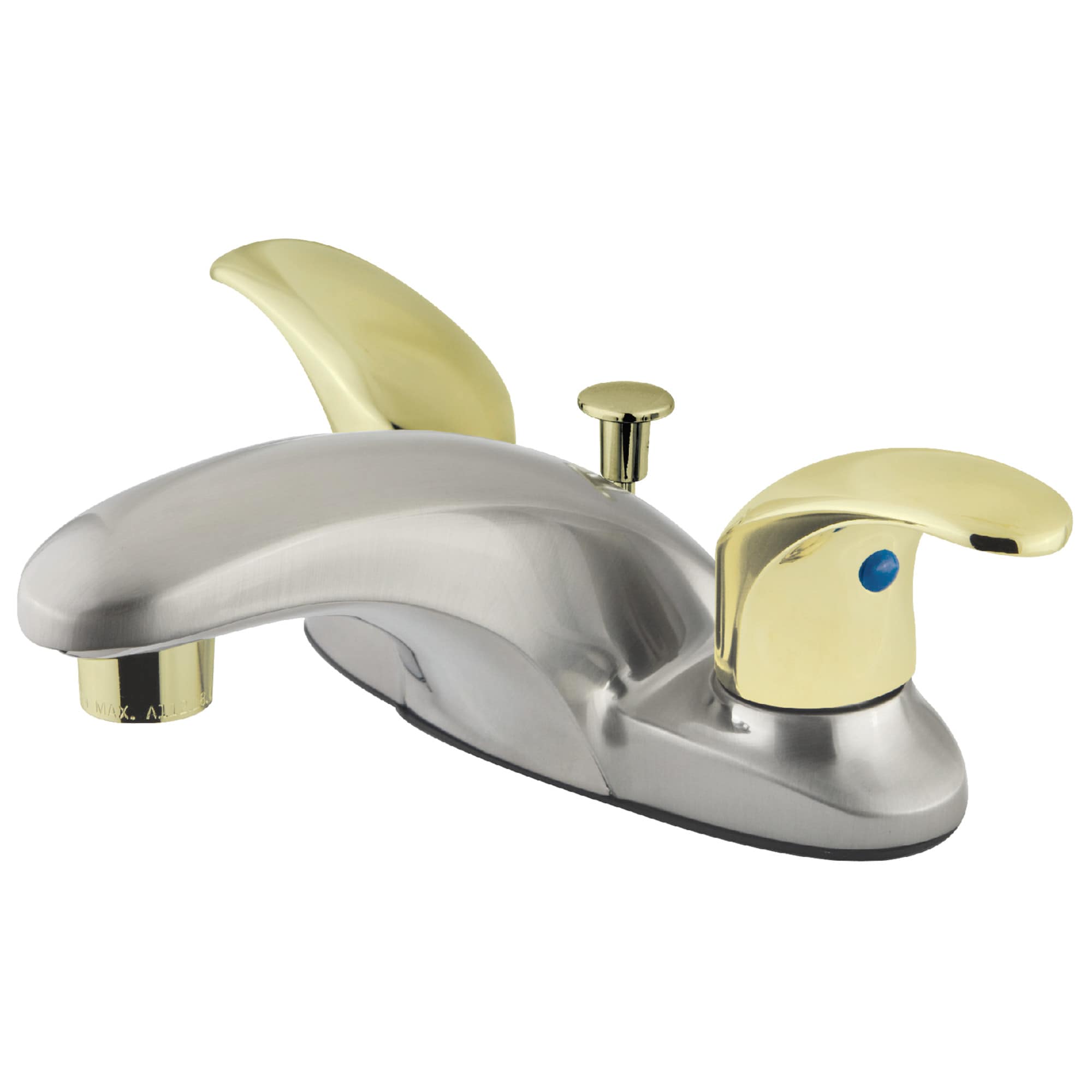 Elements of Design EB6629LL Daytona Brushed nickel/polished brass 4-in centerset 2-handle Low-arc Residential Handle Bathroom Sink Faucet with Drain