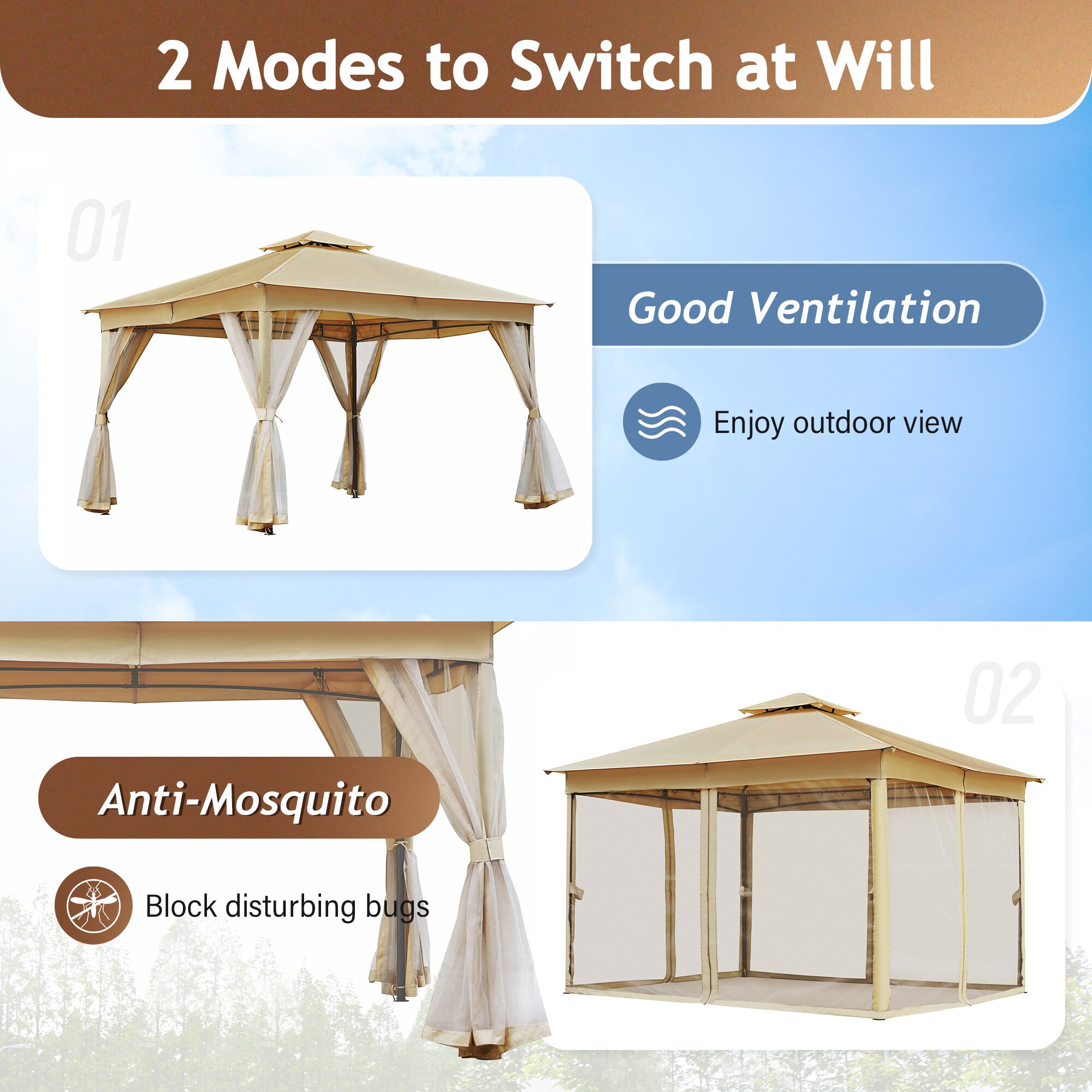 SINOFURN SYA990035GY Wood-Resin-Gazebos - View #18