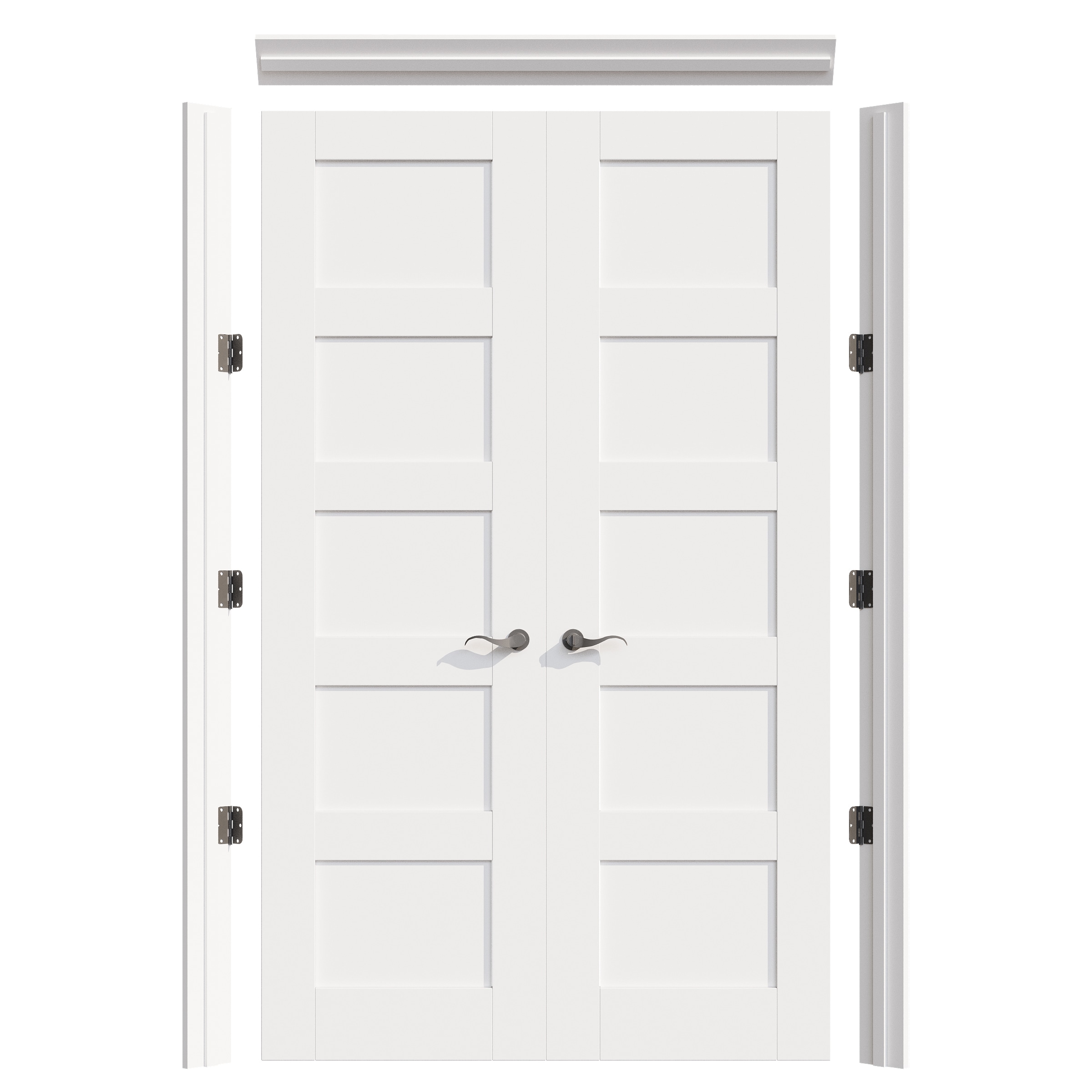 JUJUBON Door Slab with Jamb Kit, Drilling Required 48-in x 80-in White MDF Interior French Door (Hardware Included)
