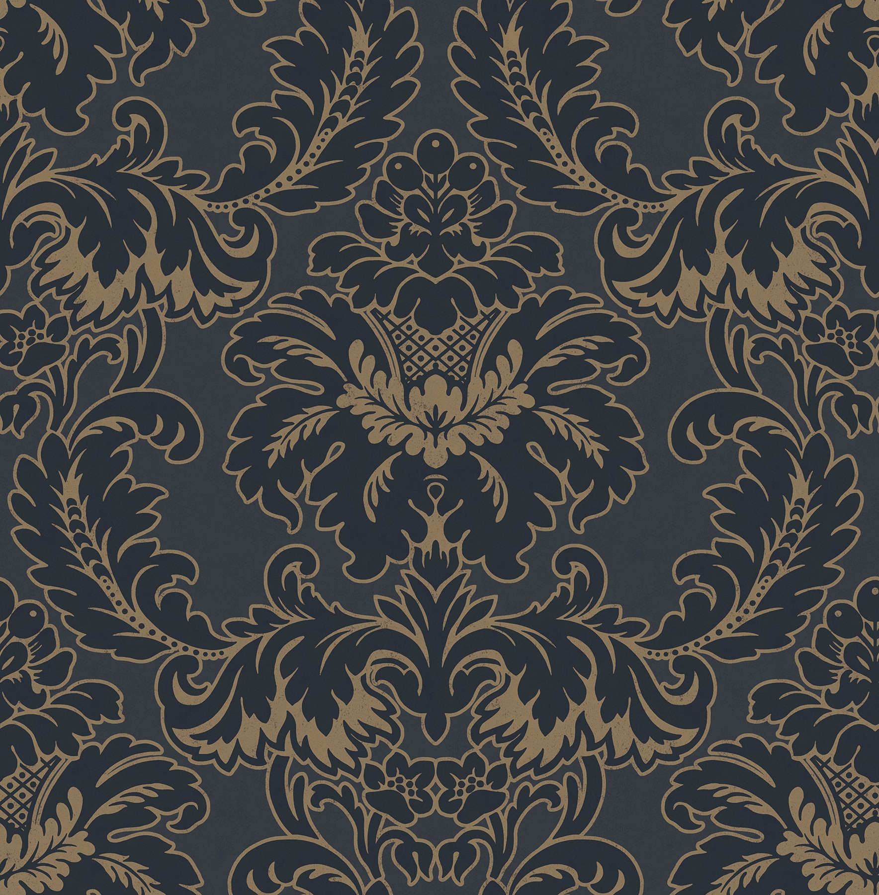Brewster M1704 Archive COL 56.4-Sq. Feet Blue Non-woven Damask Unpasted Wallpaper