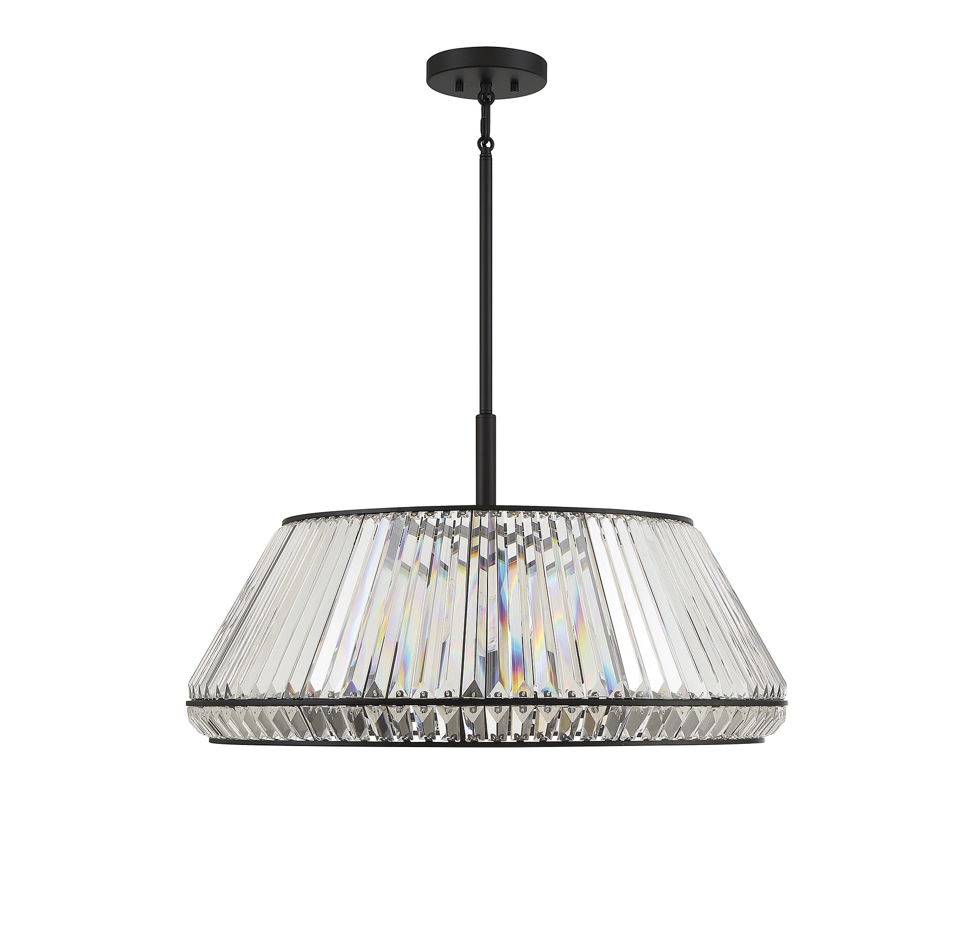 Pyramid Matte Black and Crystal 6-Light Geometric Chandelier