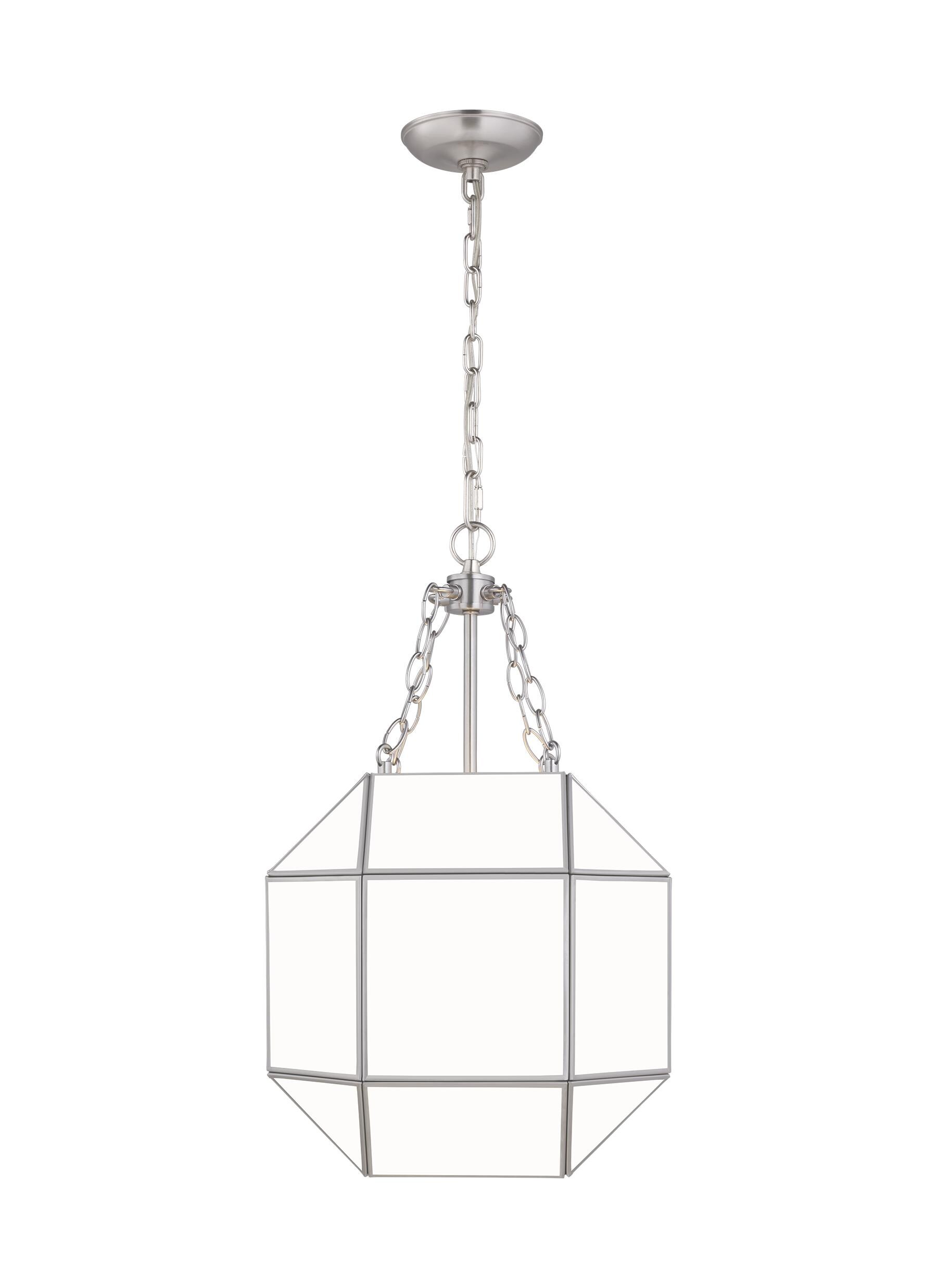 Generation Lighting 5179453EN-962 Morrison 3 -Light Brushed Nickel Modern/contemporary White glass Geometric Mini Hanging Pendant light