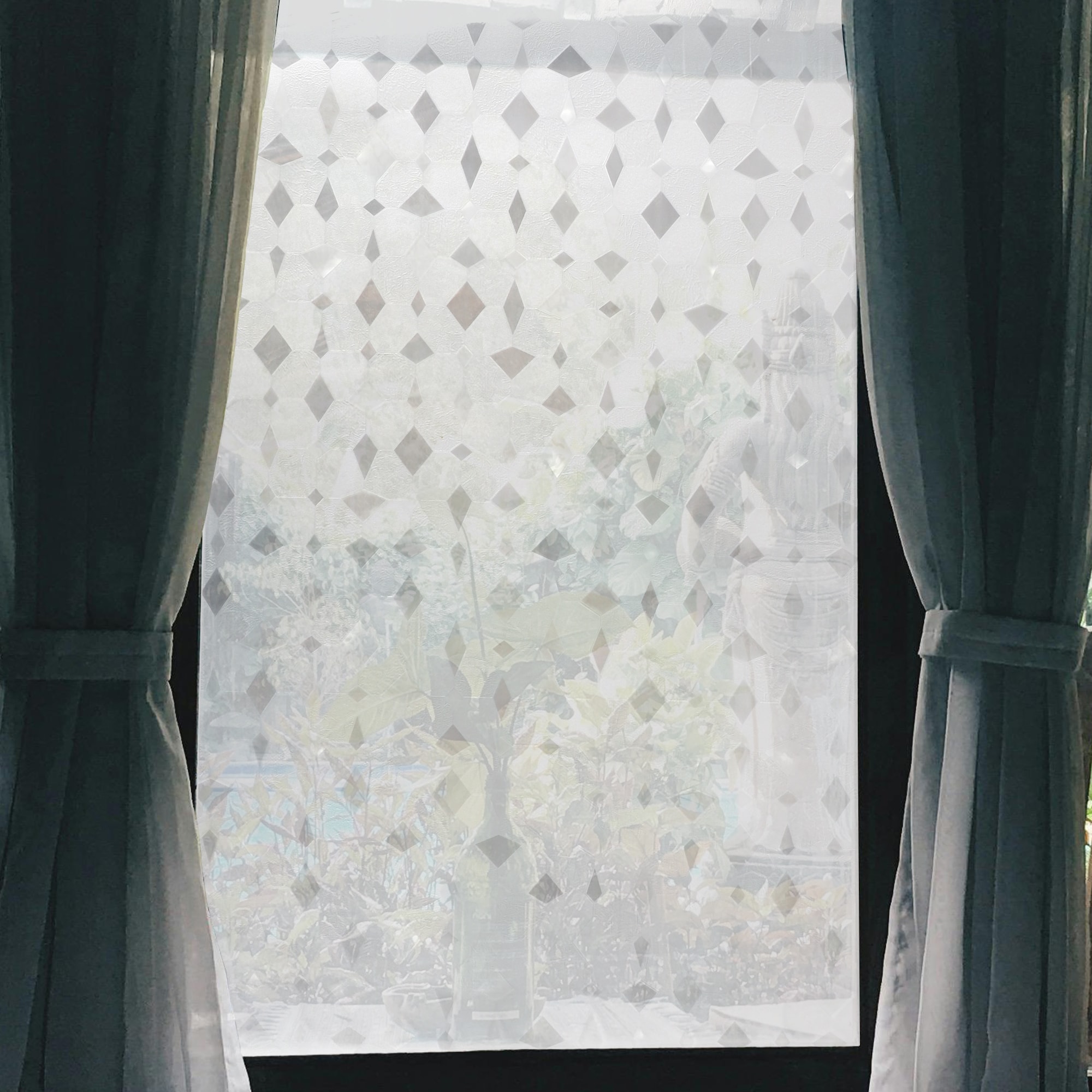 Unique Bargains Gemstones Pattern Window Privacy Film Self-adhesive Glass Window Sticker Window Privacy Film for Home Office 196.85 Inch L x 17.72 Inch W Clear