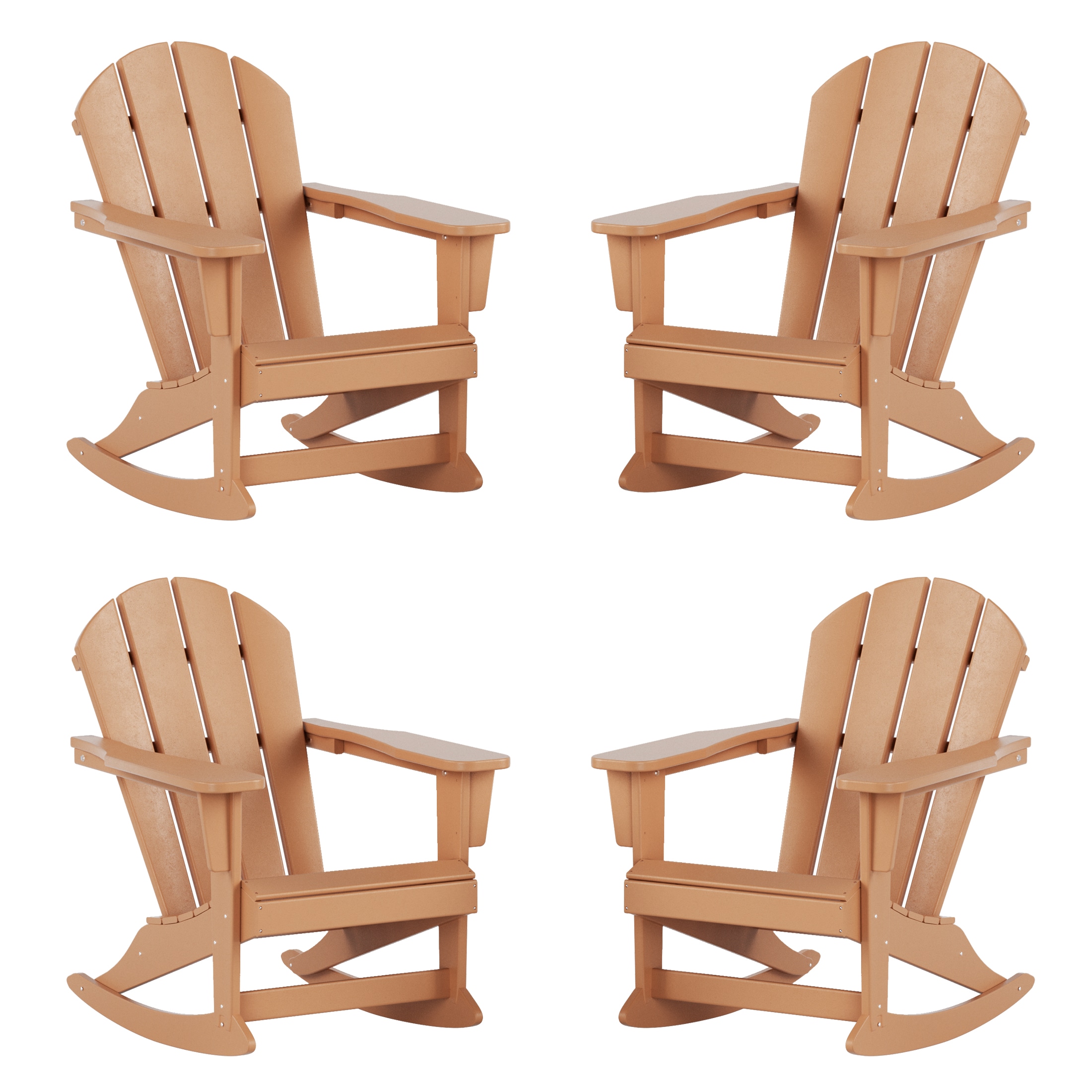 Westin Furniture 2001-RC-TK4 Laguna Set of 4 Teak HDPE Frame Rocking Chair with Slat Seat