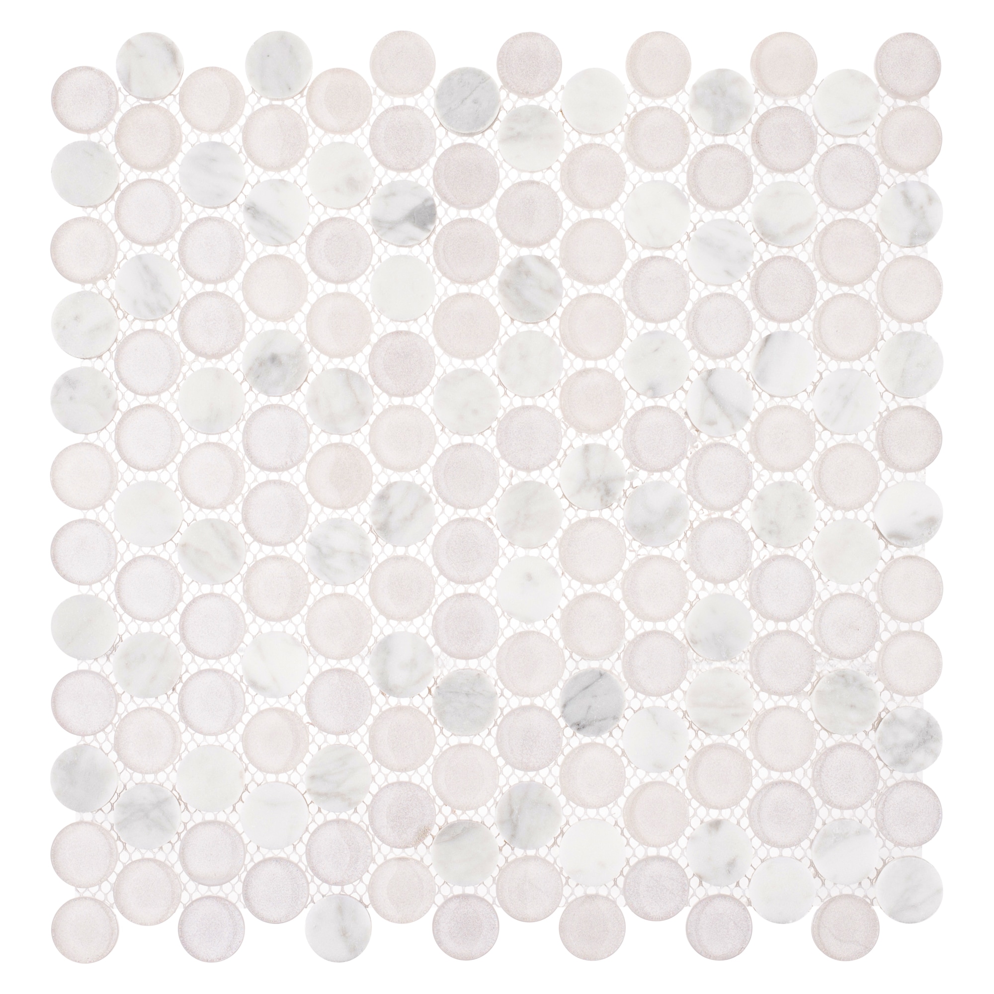 Andova Tiles SAM-ANDMARB1009 Sample- Galaco 6-in x 6-in Polished Glass/Metal/Stone Patterned Penny Floor and Wall Tile
