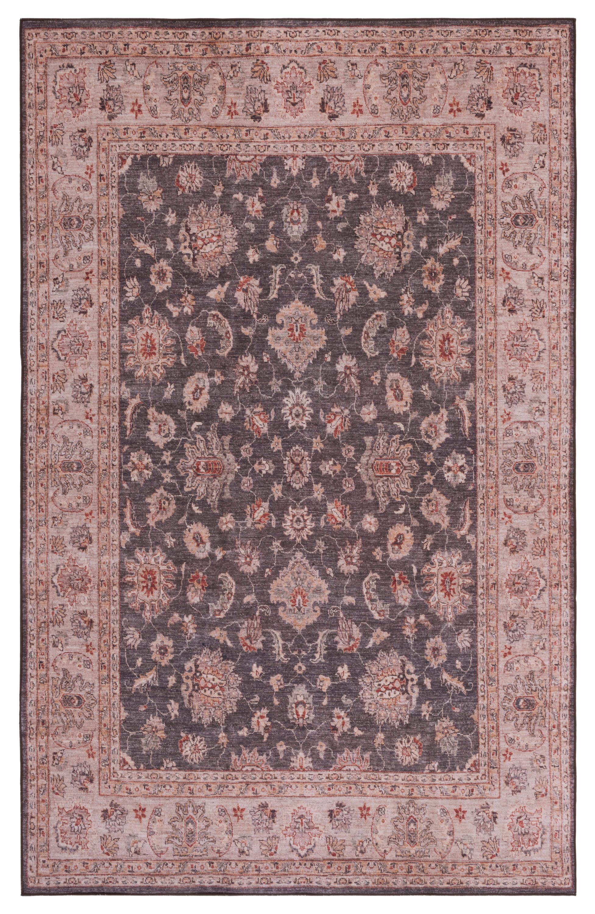 Grayson 4' x 6' Gray Synthetic Easy-Care Non-Slip Area Rug