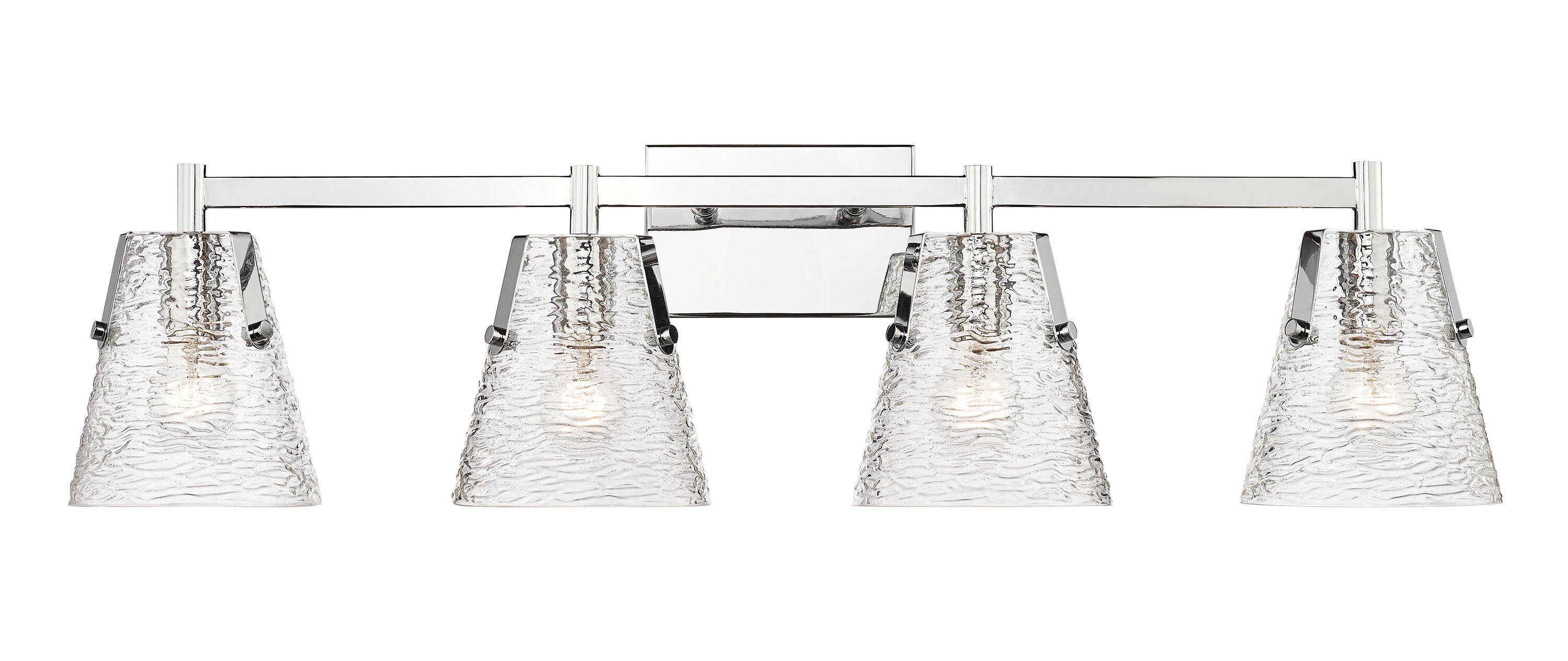 Analia 36" Chrome Vanity Light with Clear Ribbed Glass Shades