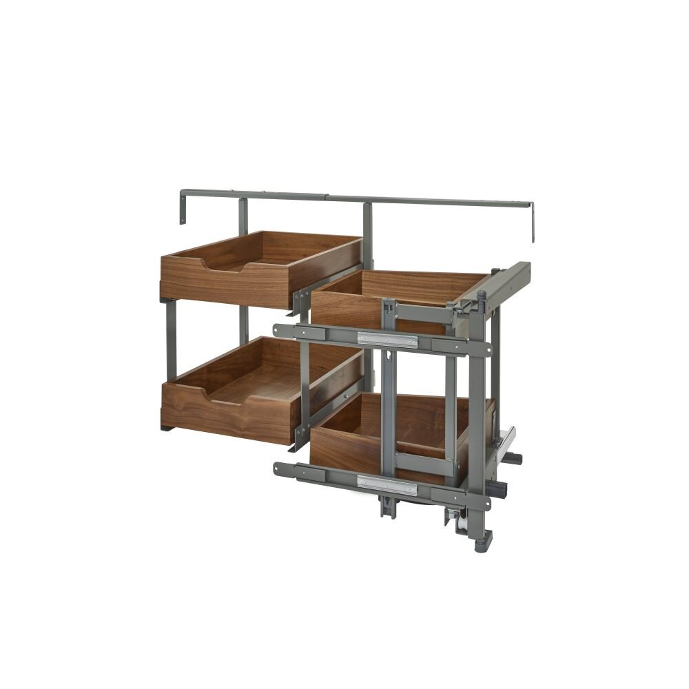 Rev-A-Shelf 499-18-RWN 33.19-in W x 26-in H 2-Tier Pull Out Wood Soft Close Baskets & Organizers