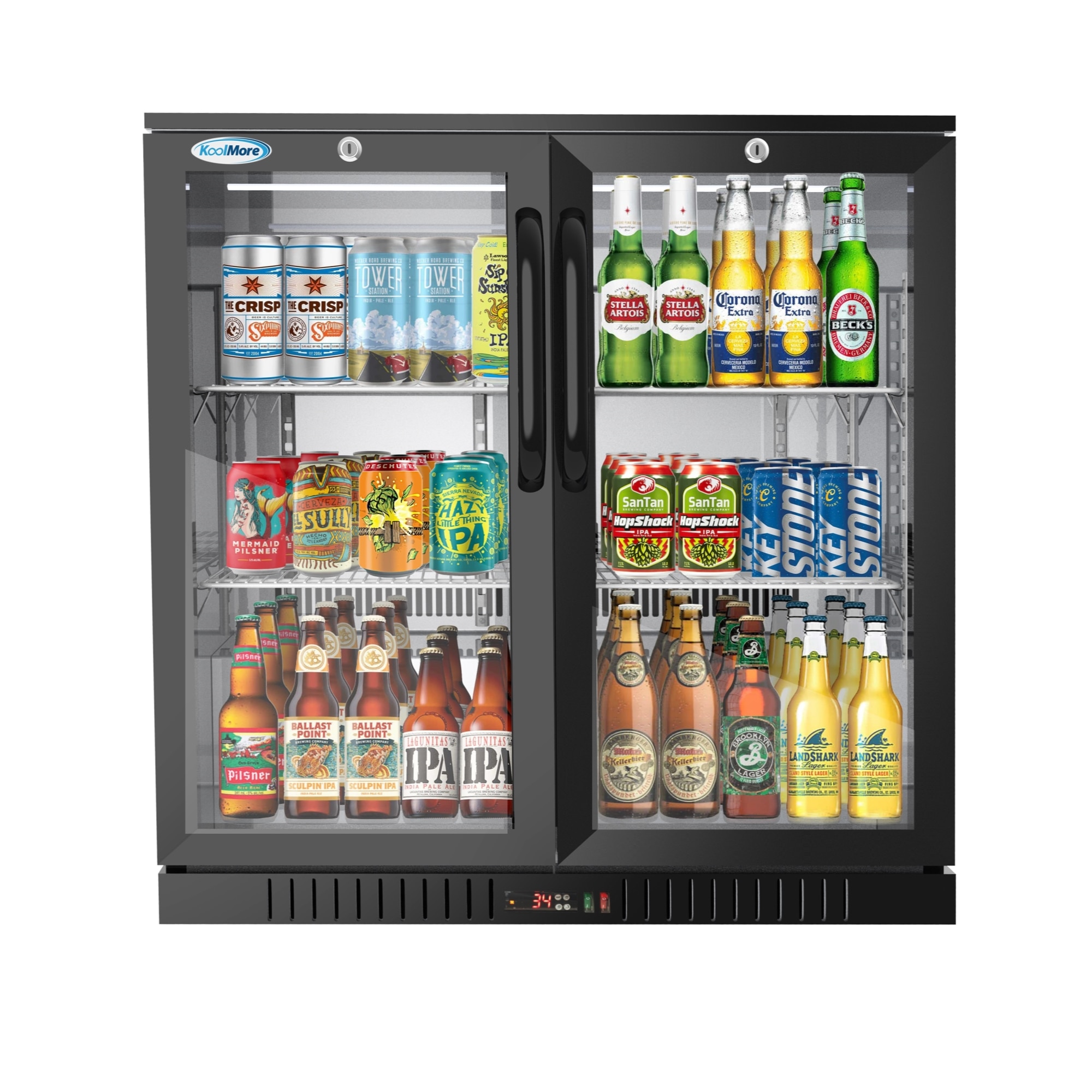 KoolMore 7.4-cu ft Commercial Refrigerators 2 Glass -Door Merchandiser ( Black ) #CT35-2S-BK