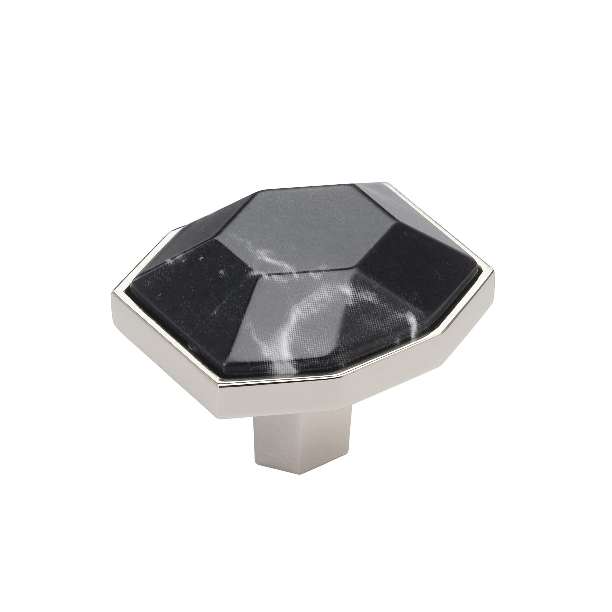 Amerock BP36638MBKPN Carrione 1-5/8-in Marble Black/Polished Nickel Geometric Contemporary Cabinet Knob