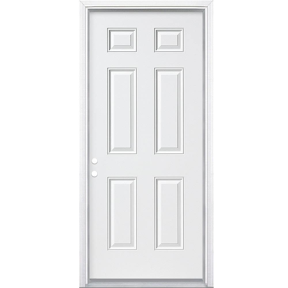 RELIABILT TTBS629389 32-in x 80-in x Steel No glass Right-hand inswing Ready to paint Unfinished Prehung Front Door with Brickmould Insulating core