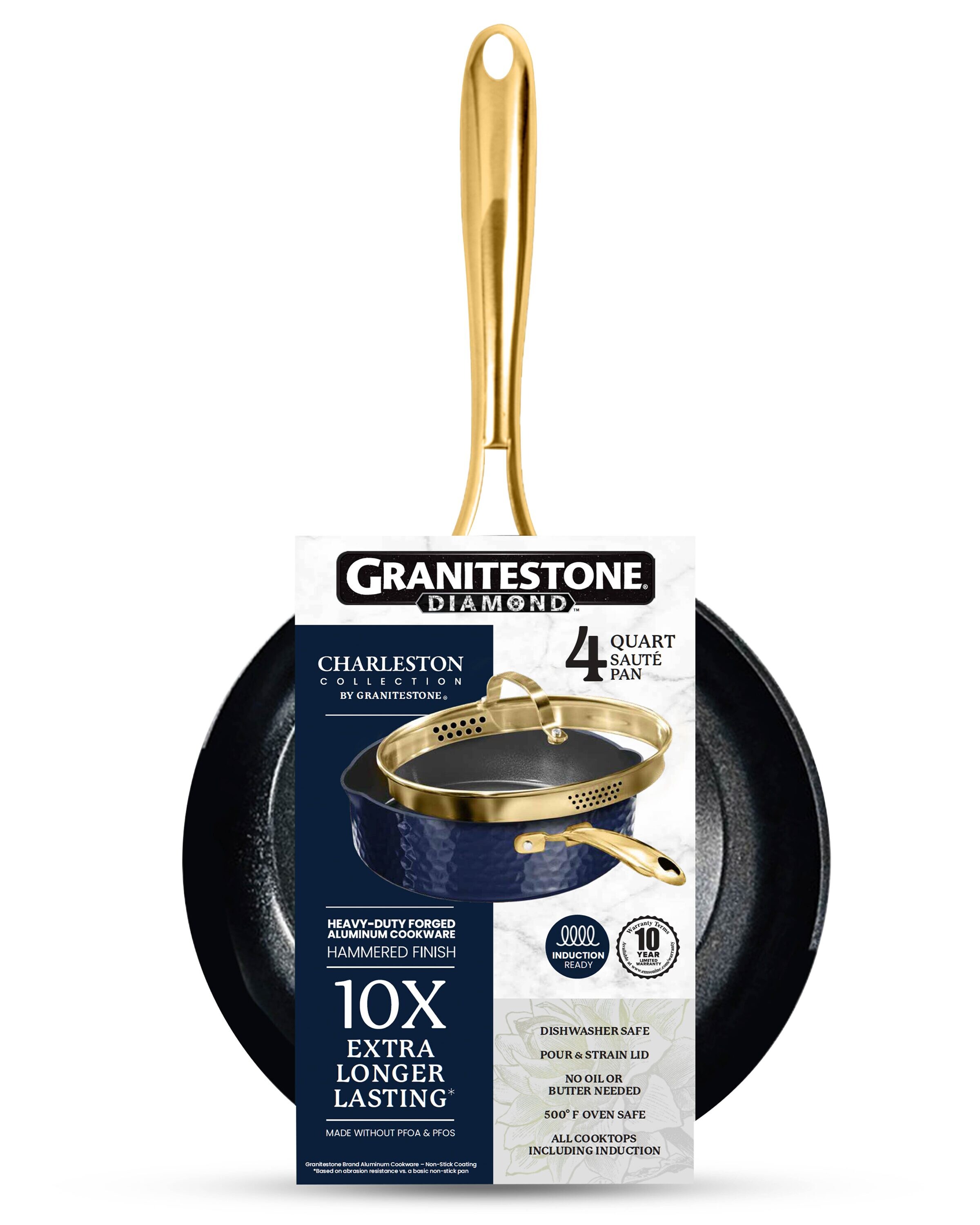 Granitestone Charleston Hammered 10 inch Nonstick Navy Frying Pan - Blue