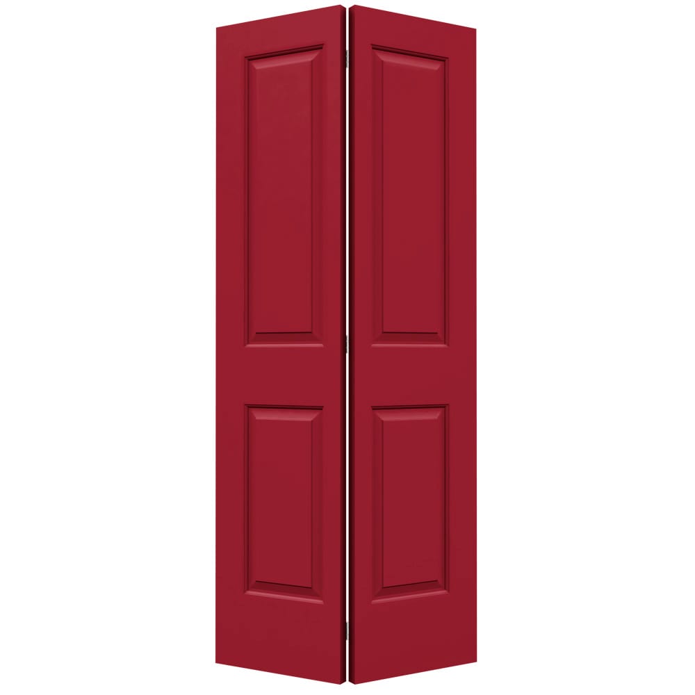 JELD-WEN Cambridge 36-in x 80-in Cranberry 2-panel Square Hollow Core Prefinished Molded Composite Bifold Door Hardware Included in Red -  LOWOLJW160000081