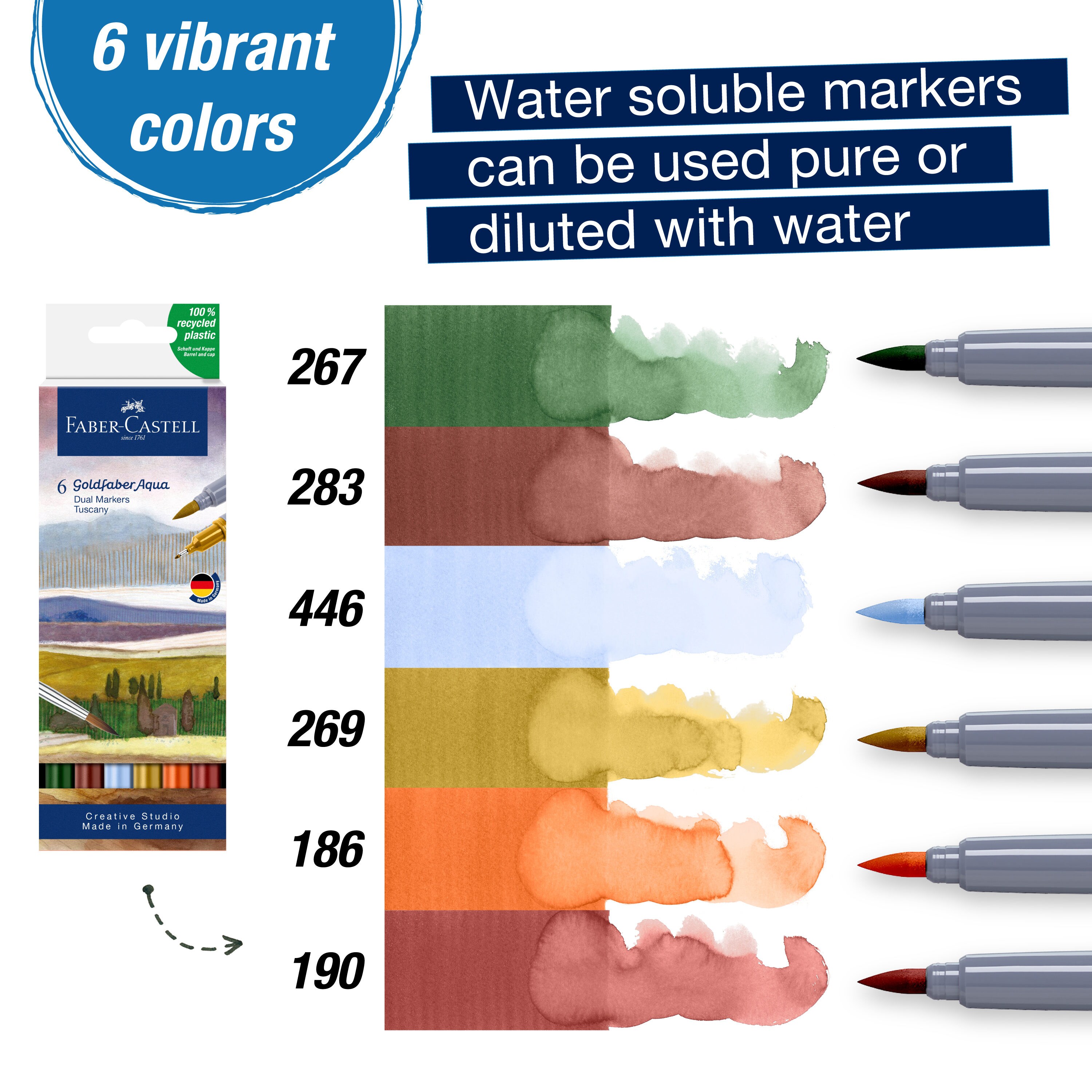 Faber-Castell 6-Count Goldfaber Aqua Dual Markers Tuscany at