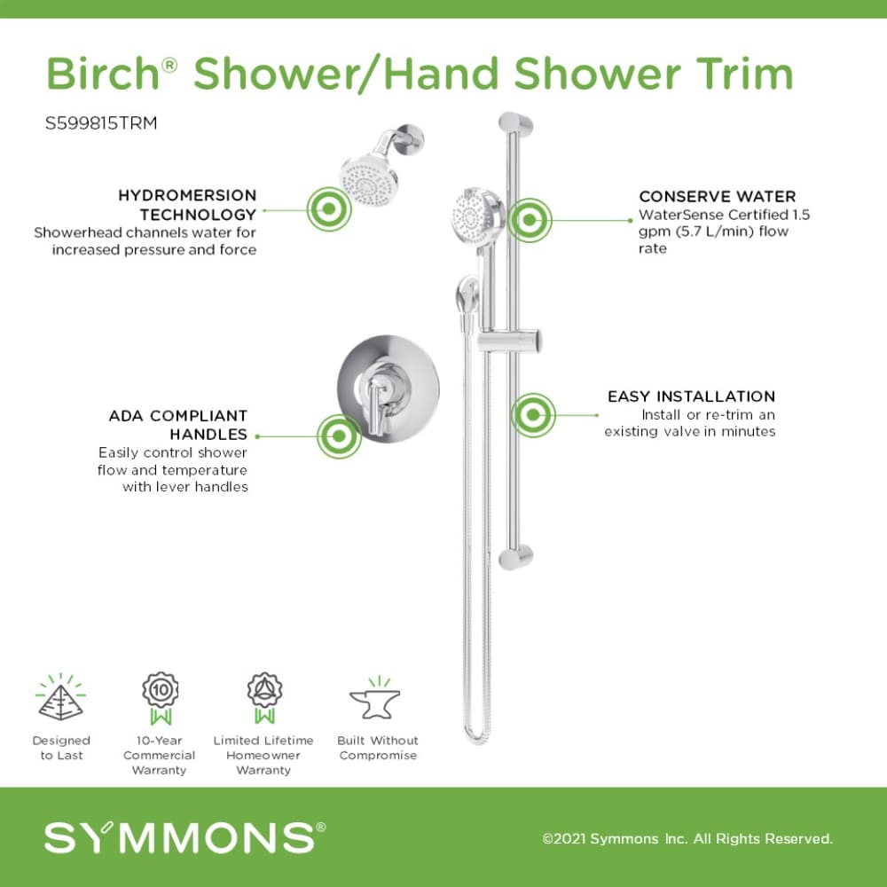 Symmons S599815TRM Showerhead-Bar-Panels - View #3