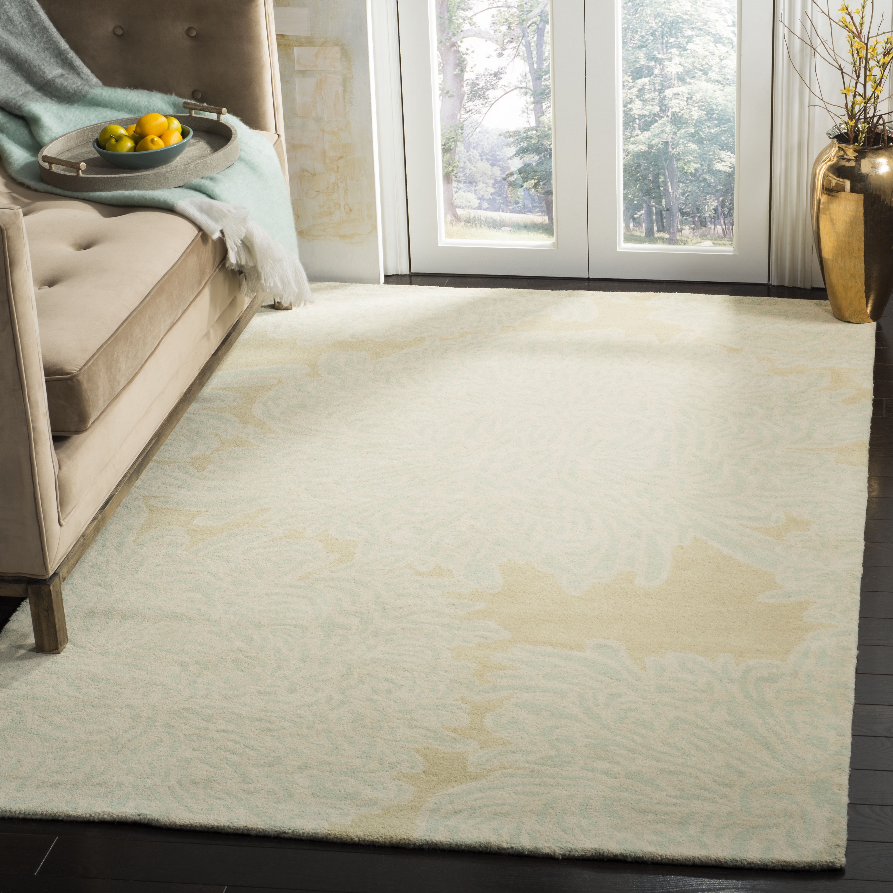 Martha Stewart MSR4542D-8 Chrysanthemum 8 x 10 (ft) Tufted Wool Saguaro Rectangular Indoor Floral/Botanical Farmhouse/Cottage Area rug
