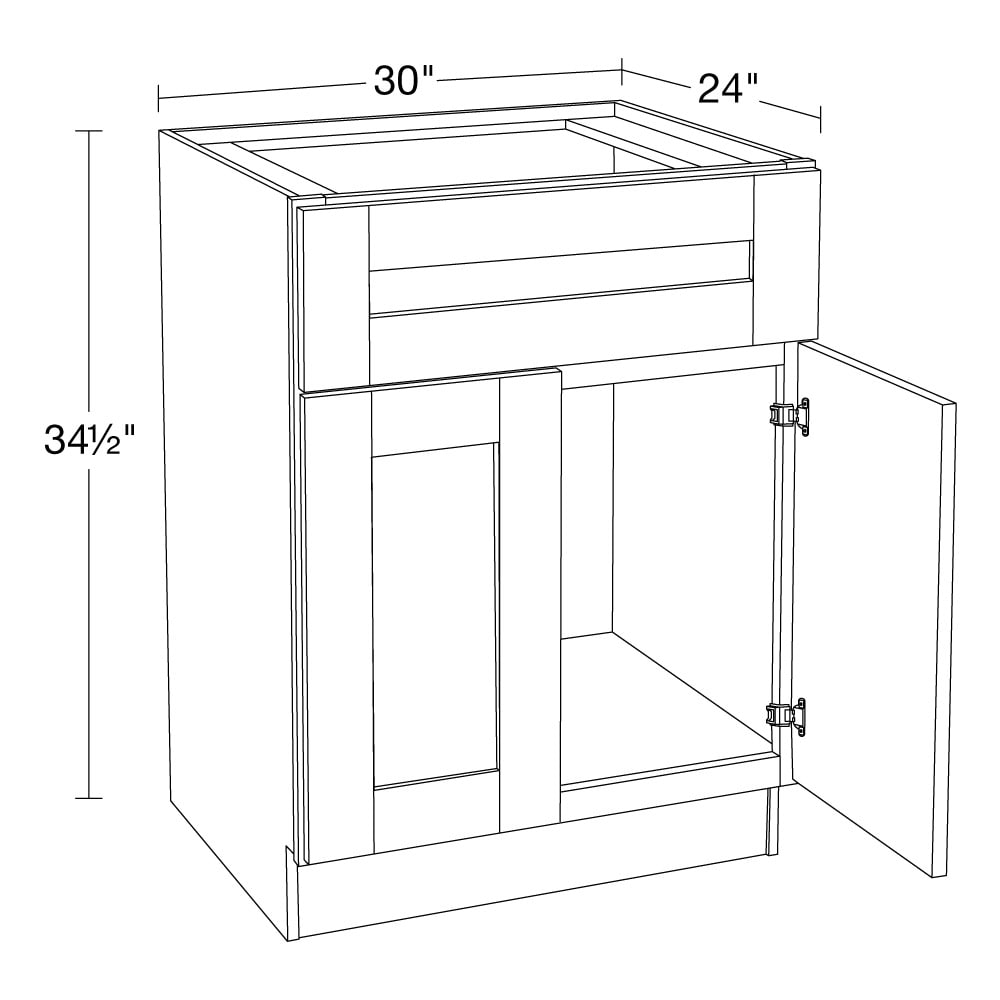 Luxxe Cabinetry Weston Express 30-in W x 34.5-in H x 24-in D Volcano Gray Sink  Base Fully Assembled Plywood Cabinet (Recessed Panel Shaker Door Style) in  the Kitchen Cabinets department at