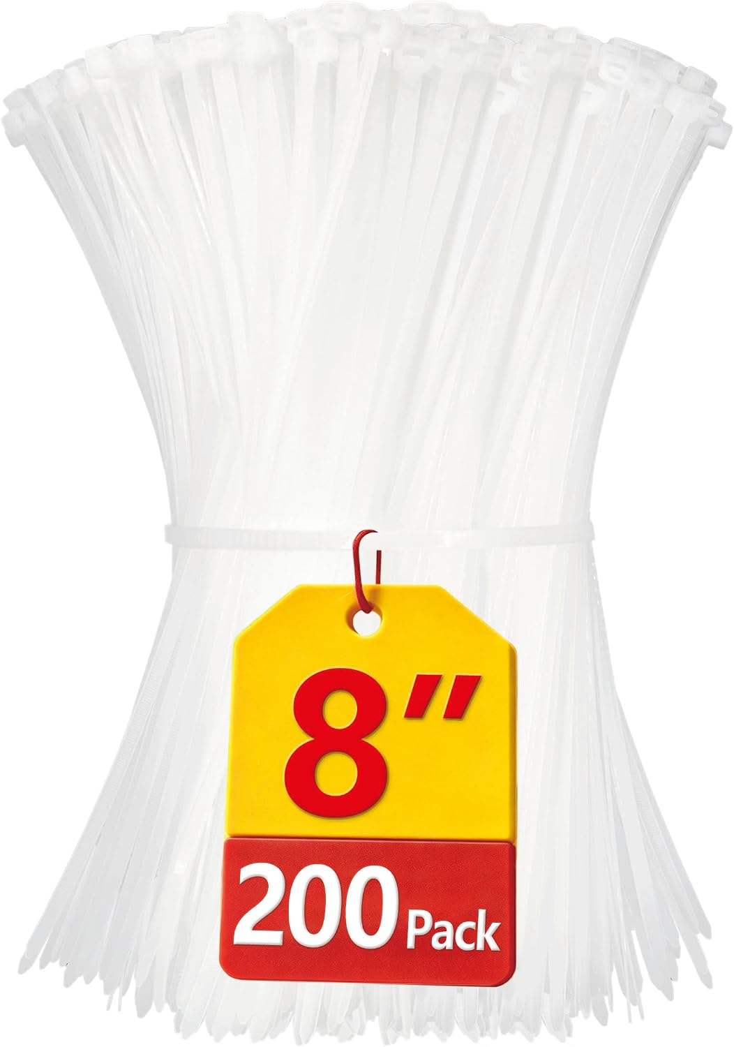 Anoson Clear Zip Ties White Zip Ties 8 inch 200 Pack White Cable ties with 40 lb Tensile Strength Tie Straps Zipties Clear 