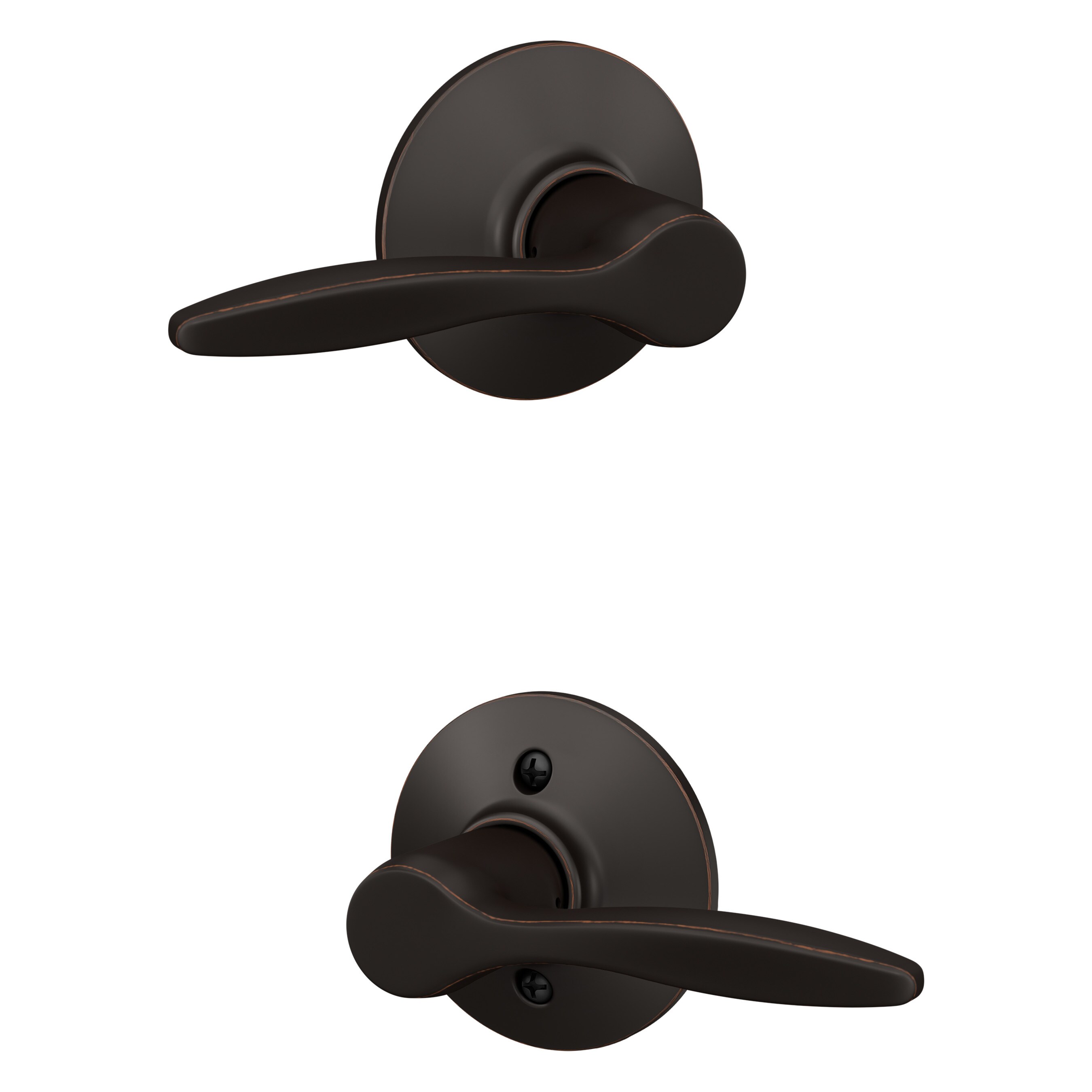 Schlage F10 DEL 716 Delfayo Aged Bronze Interior Hall/Closet Passage Door Handle