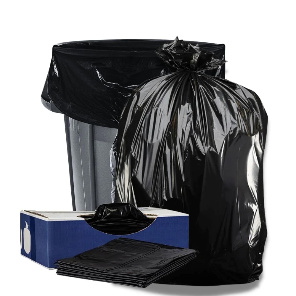 33 in. x 45 in. 42 Gal. Black Heavy-Duty Trash Bags (Pack of 20) 3 mil for  Home Kitchen Lawn and Contractor (Pack of 20)