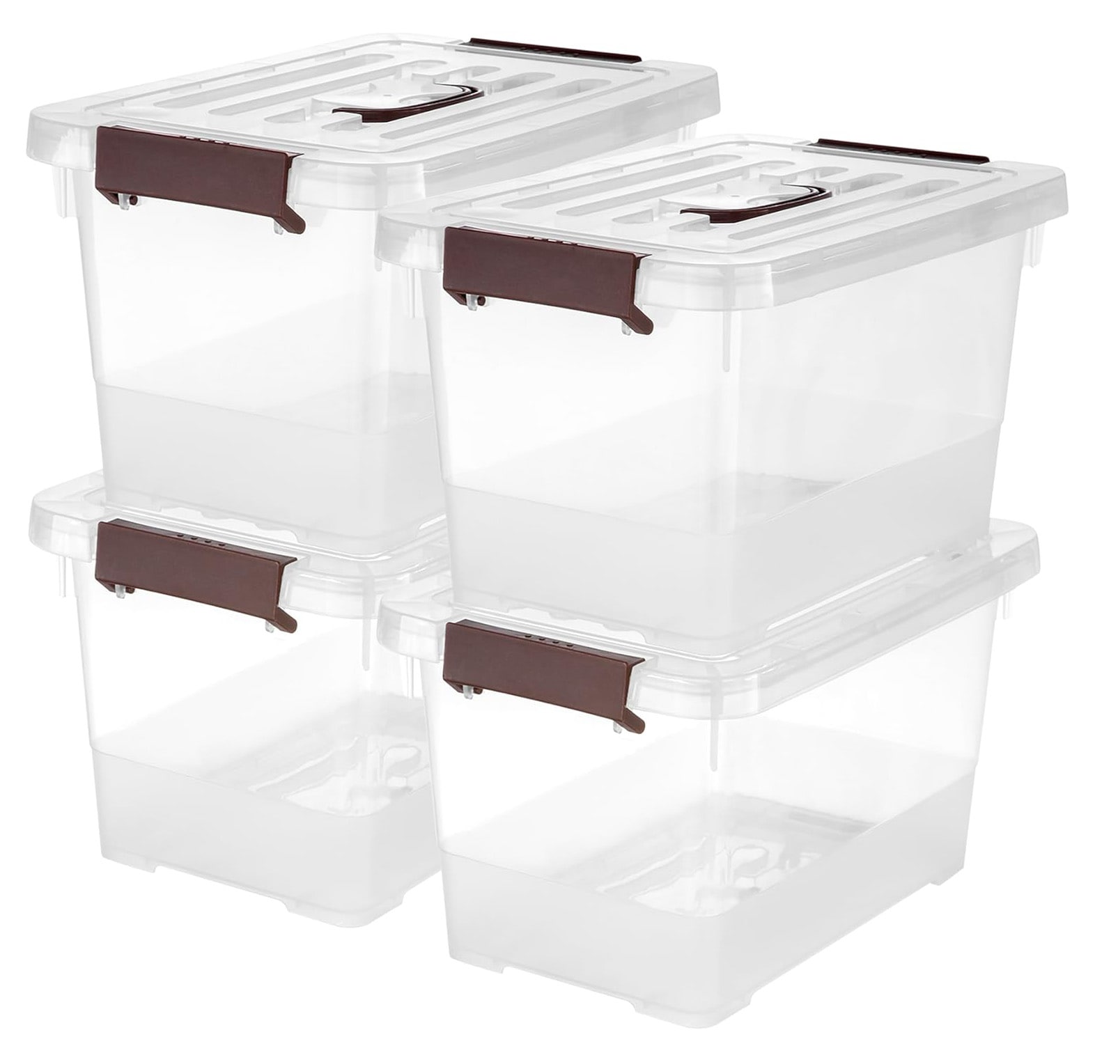 Aoibox  4 Pack Clear Plastic Storage Bins with Lids and Handles Stackable Latching Organizers Multi Purpose 7 Quart