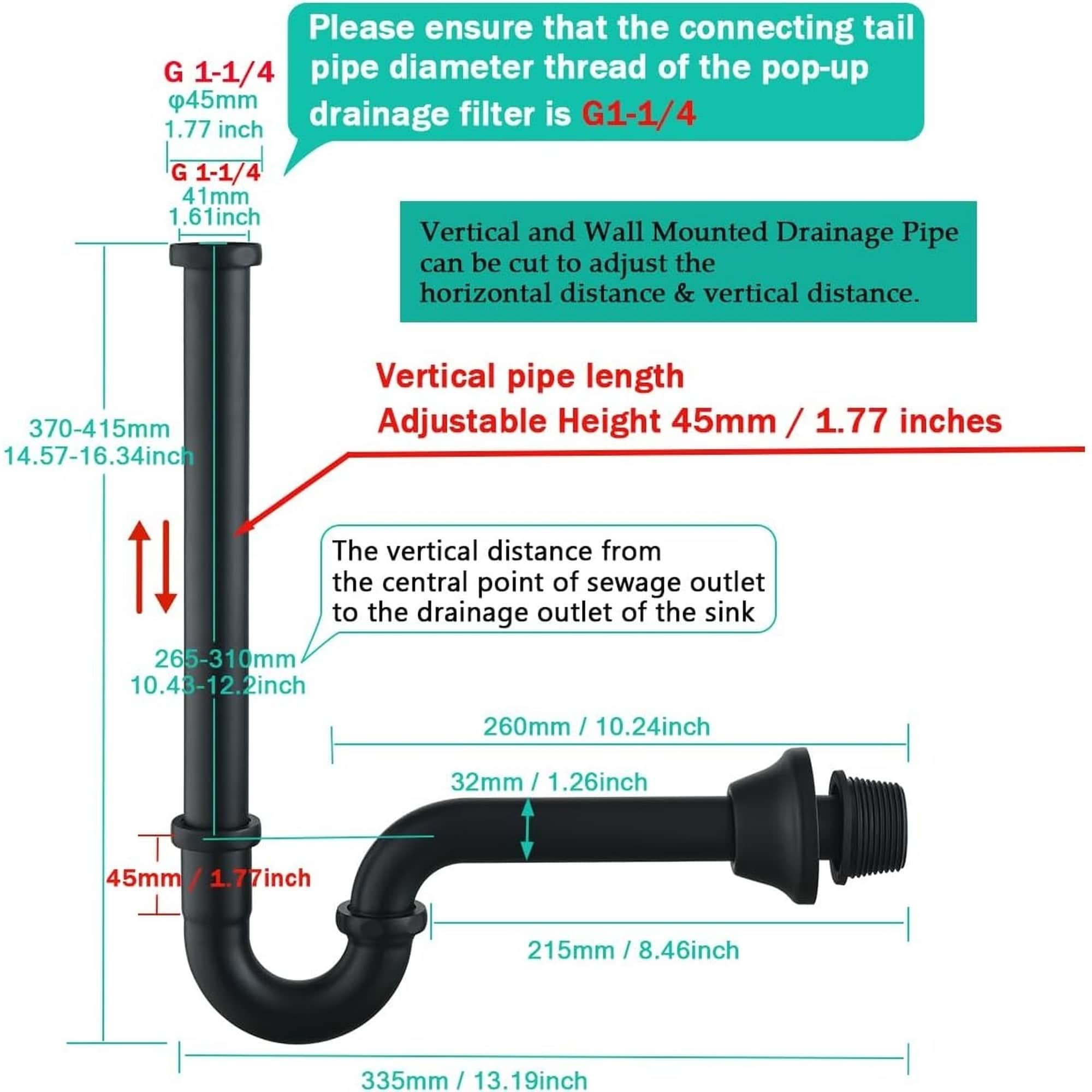 Numhew NHBEN34727 Under-Sink-Tubular-Drainage - View #3