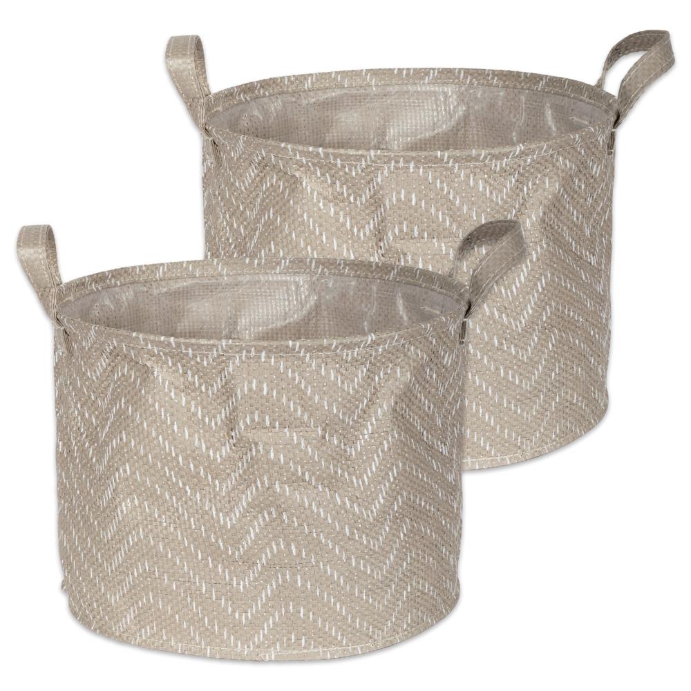DII CAMZ38379 2-Pack 12-in W x 9.5-in H x 12-in D Stone and Cream Paper Collapsible Bin
