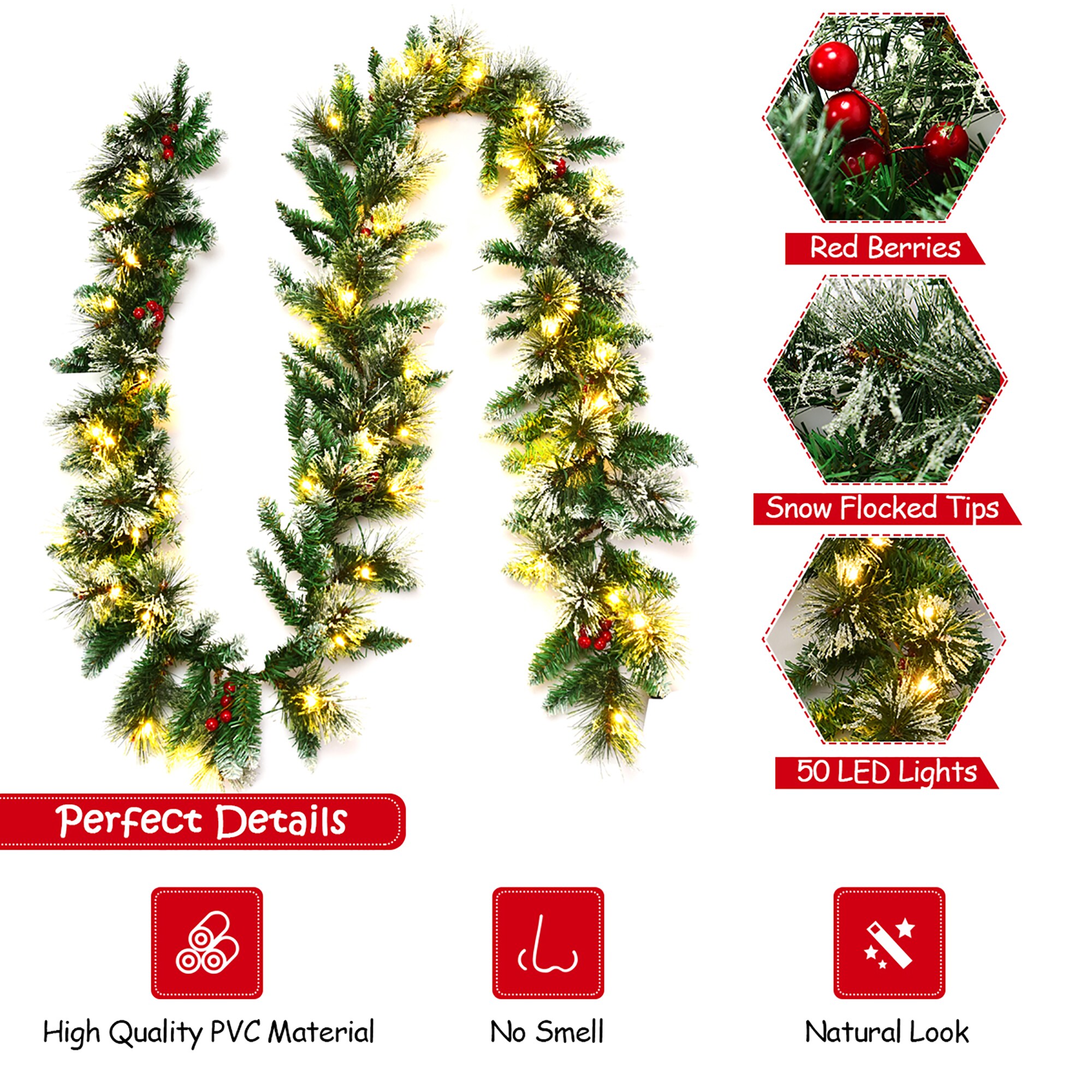 Costway CM22831 Artificial-Christmas-Garland - View #6