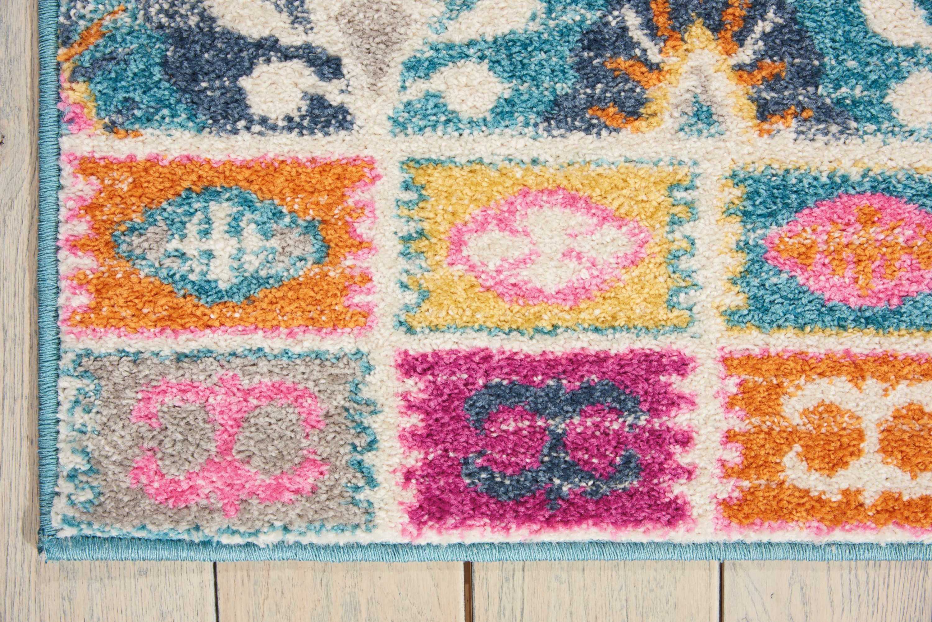 Multicolor Geometric Boho-Chic Synthetic Area Rug