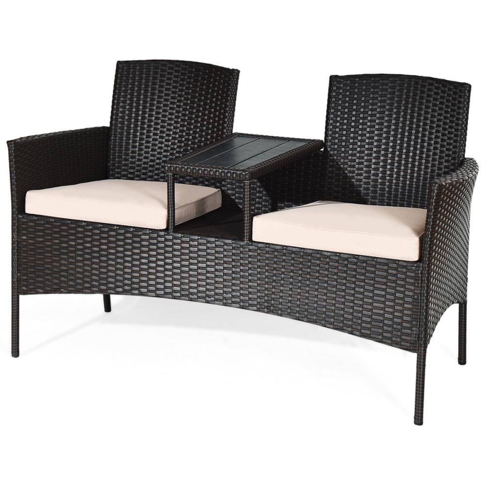 3-Piece Rattan Patio Furniture Sofa Set Conversation Set, Sectional Lounge  Chaise Cushioned - Overstock - 22223290