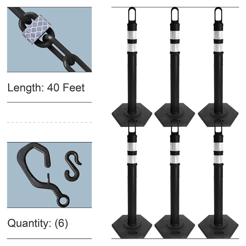 Mr. Chain 78303-6 Black Delineator and Reflective Chain Kit (6-Pack)