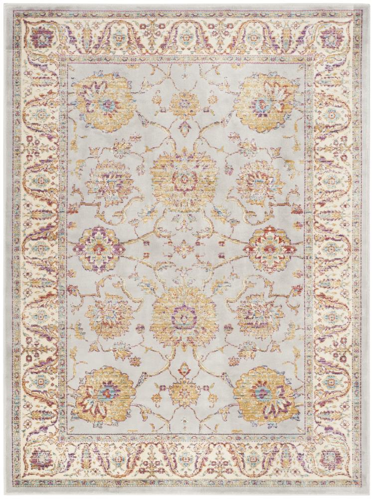 Safavieh SEV811F-4 Sevilla Recco 4 x 6 (ft) Loomed Synthetic Silver/Ivory Rectangular Indoor Floral/Botanical French Country Area rug