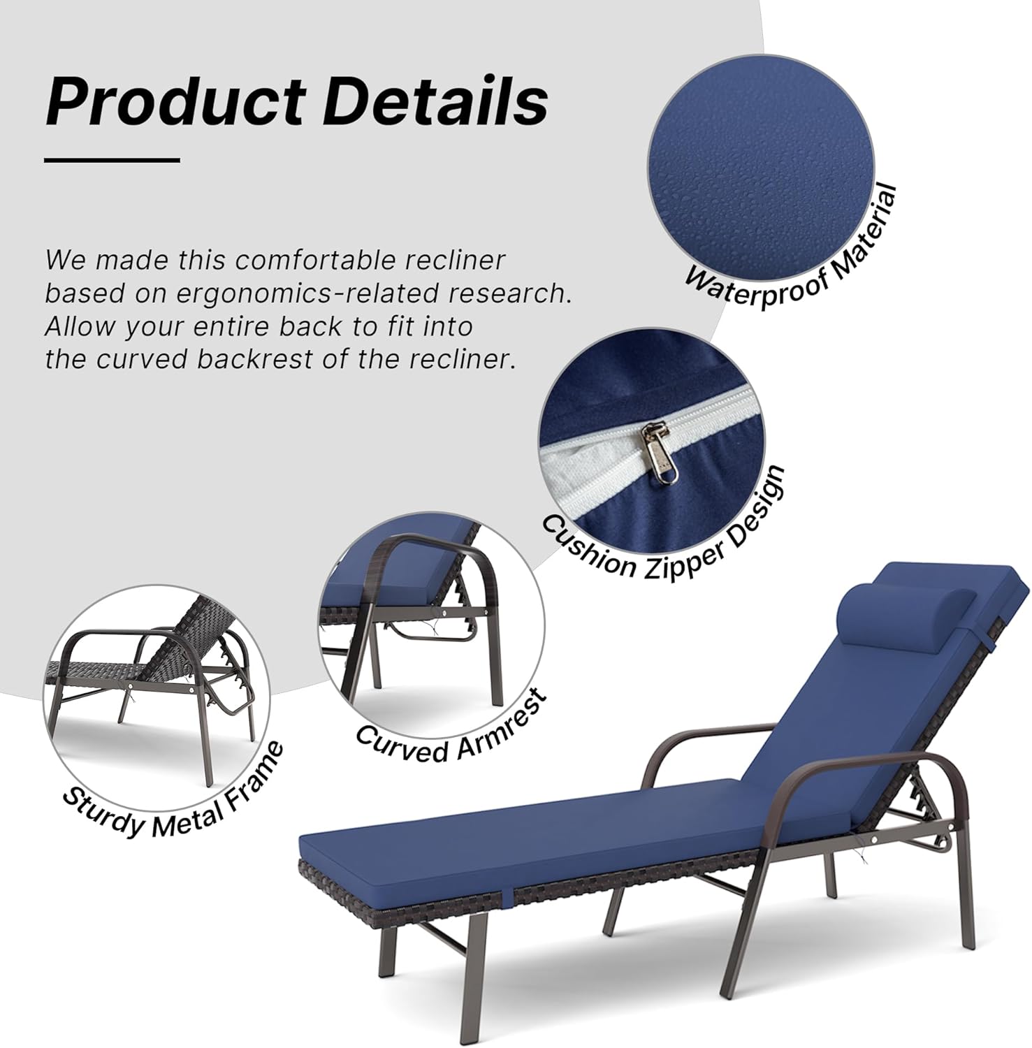 ALAULM LS-ARMTC-NAVY Chaises-Settees - View #5