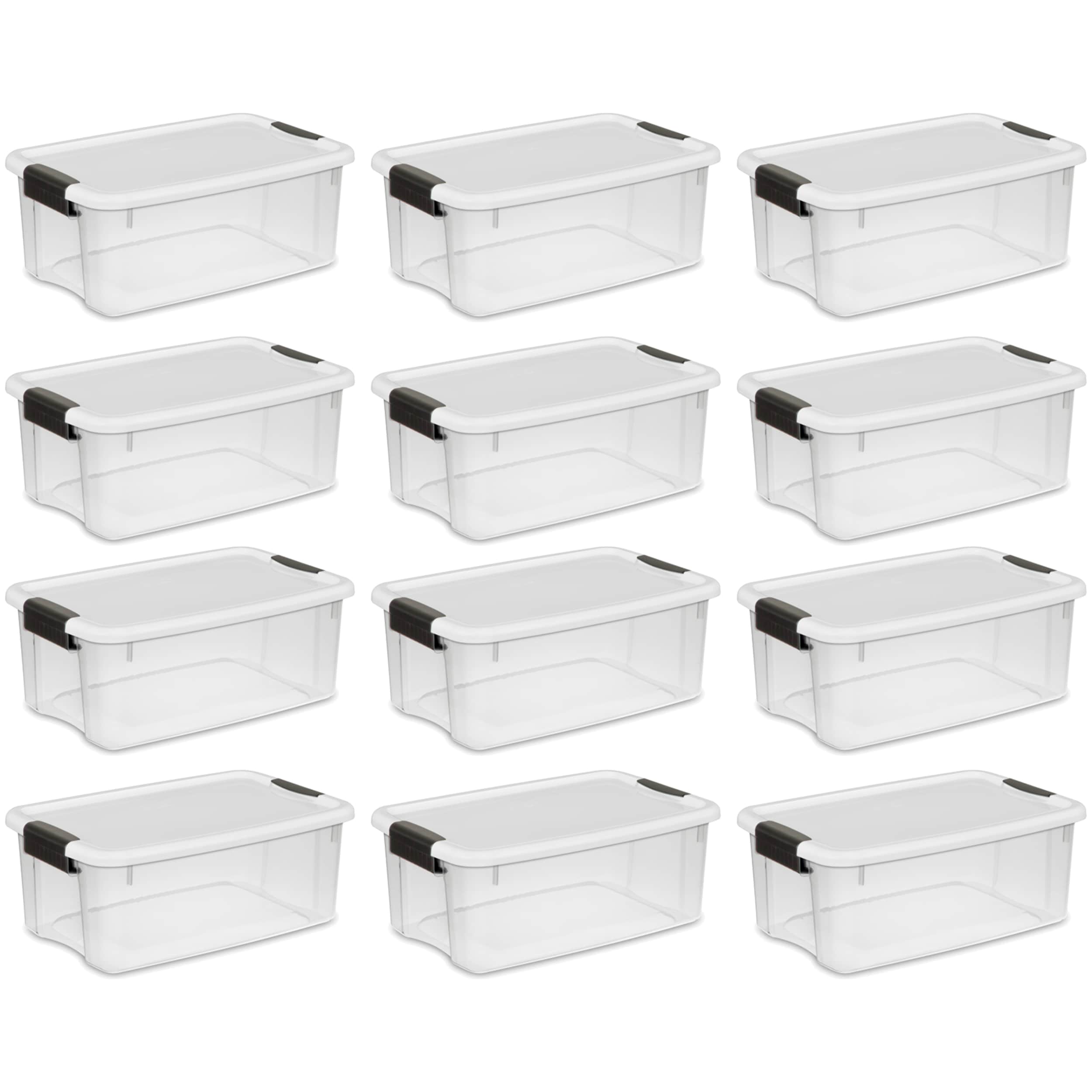 Sterilite 100659 12 -Pack Medium 4.5 -Gallons ( 18 -Quarts ) Clear - 18 Quart Stackable Tote with Latching Lid