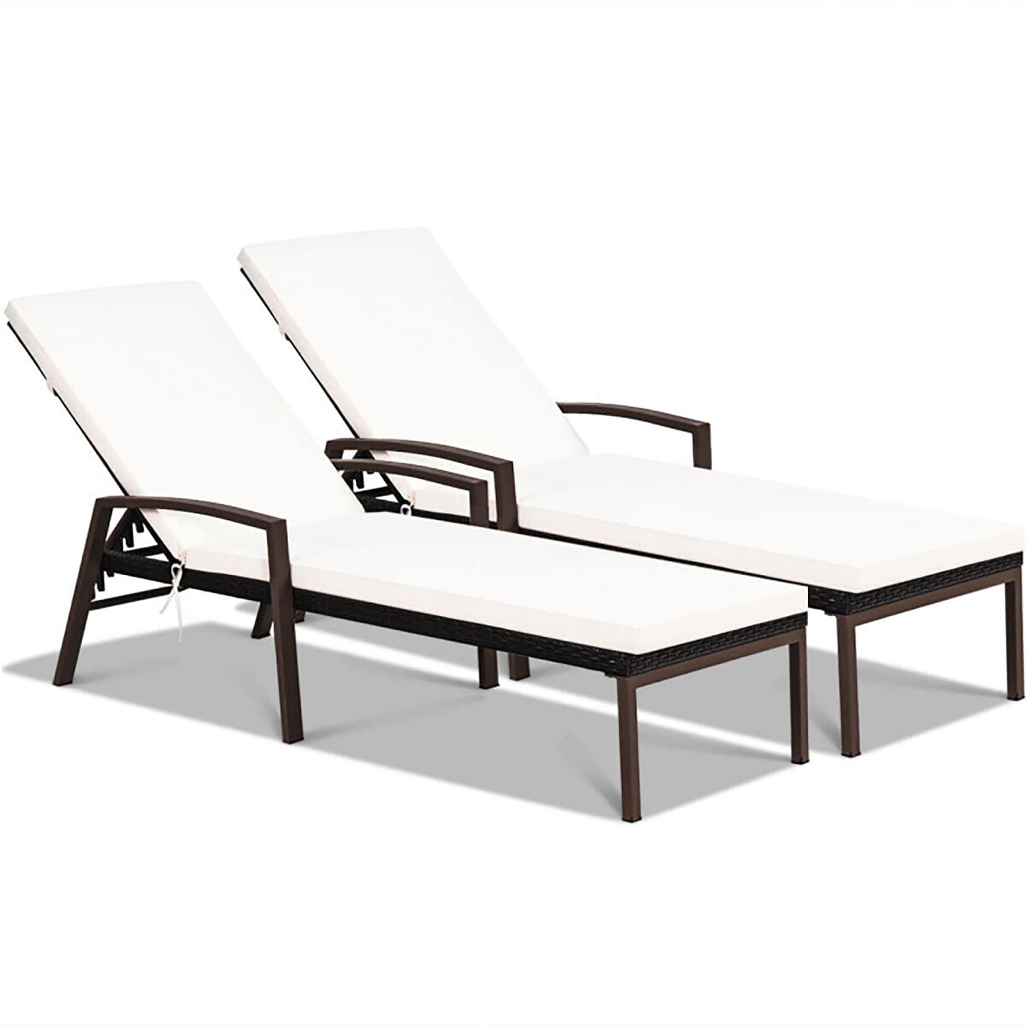 CASAINC TM-SH000091GAA Reclining Chair with Cushion Armrest Brown Steel Metal Frame Chaise Lounge Chair with