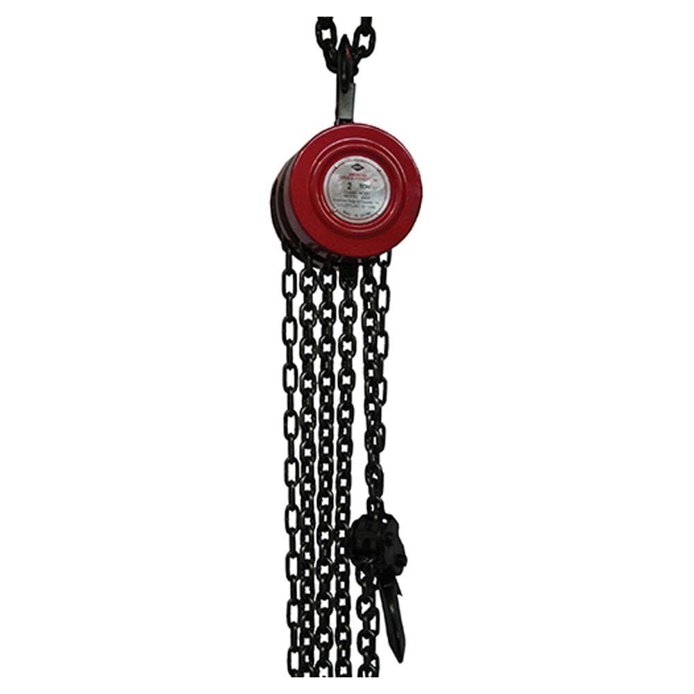 American Forge  Foundry Ton Chain Hoist with 1/4-in Diameter Hardened  Steel Alloy Chain, 10 Ft. Length, Fall, Rugged Triple Spur Gear at 