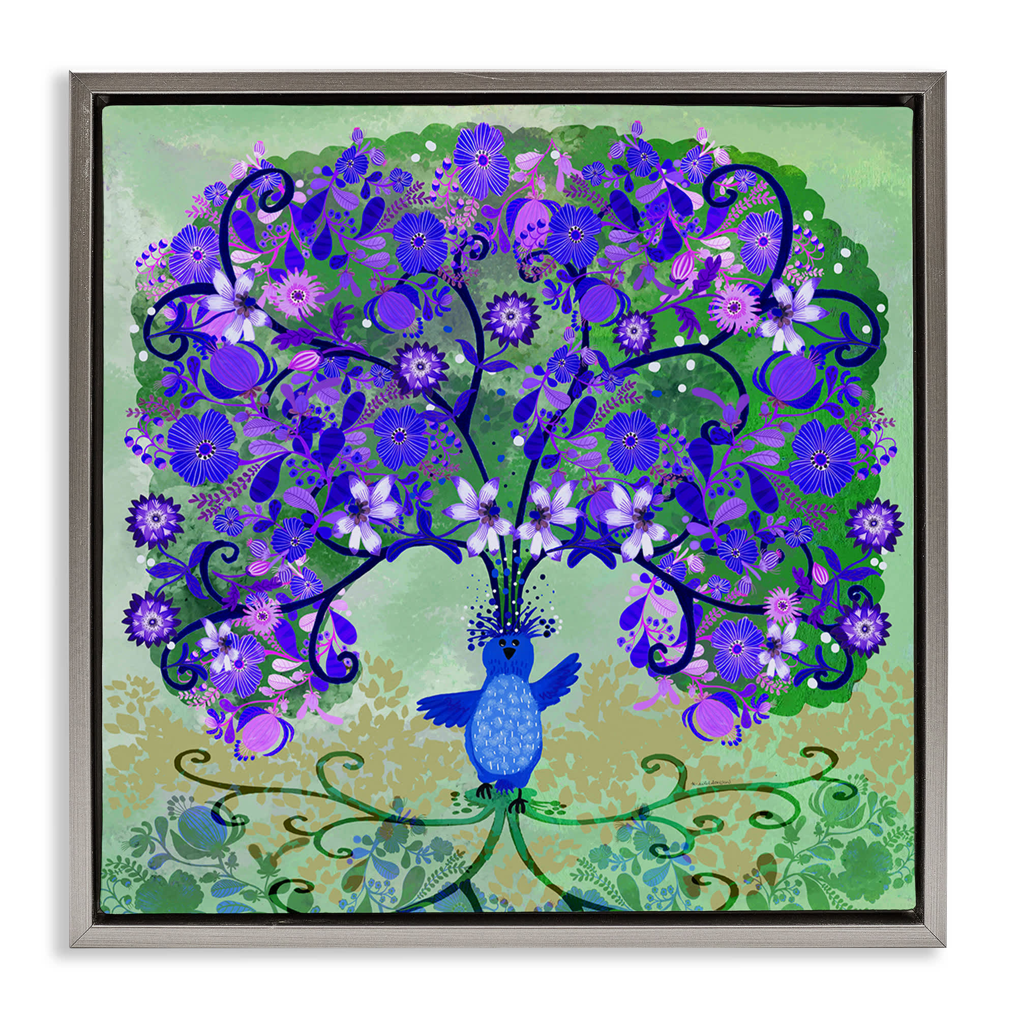 Stupell Industries BS-604-FFL-17X17 Tree Blooming From Bird Floating Frame design by Kay Widdowson