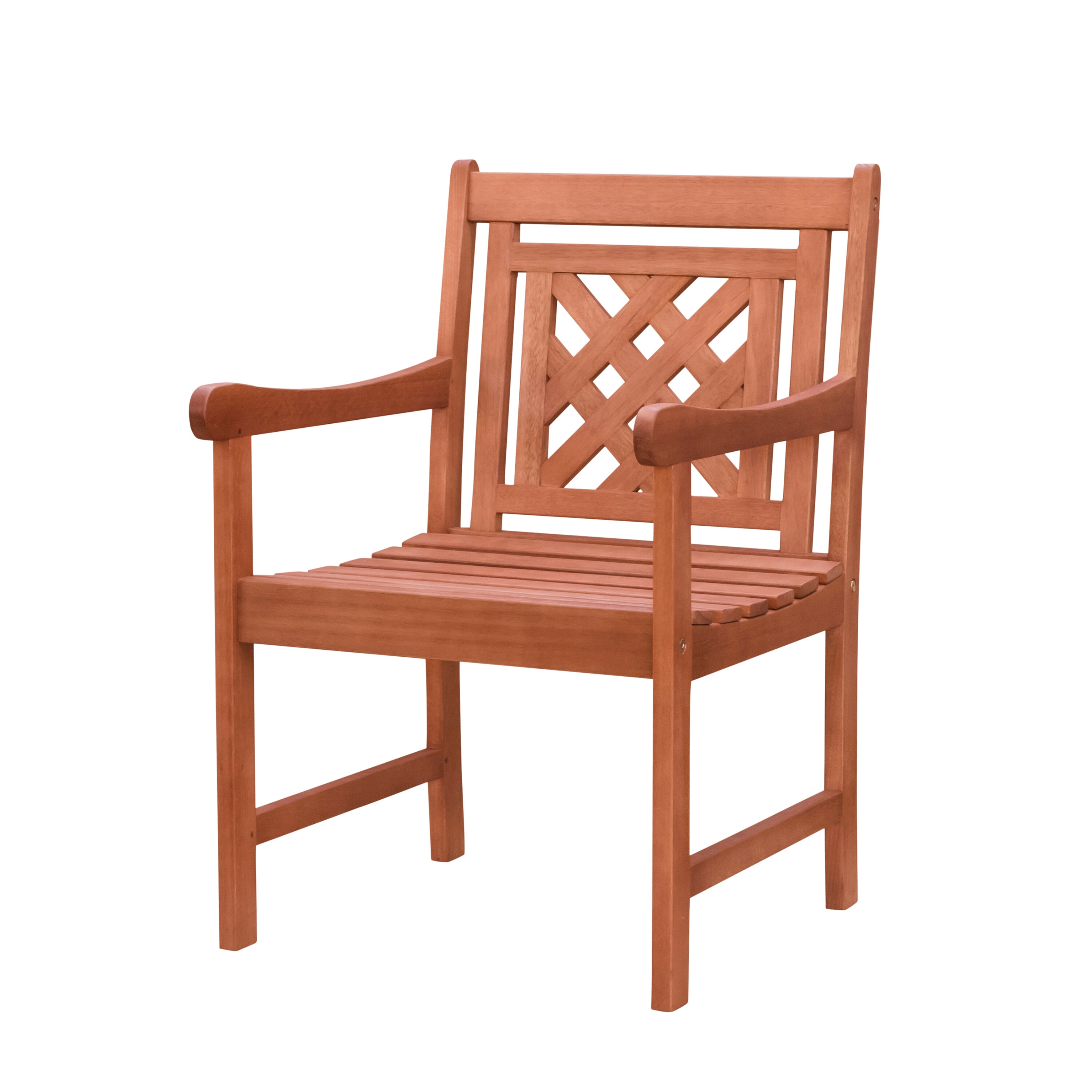 AZEN M1835 Malibu Reddish Brown Wood Frame Stationary Dining Chair with Slat Seat