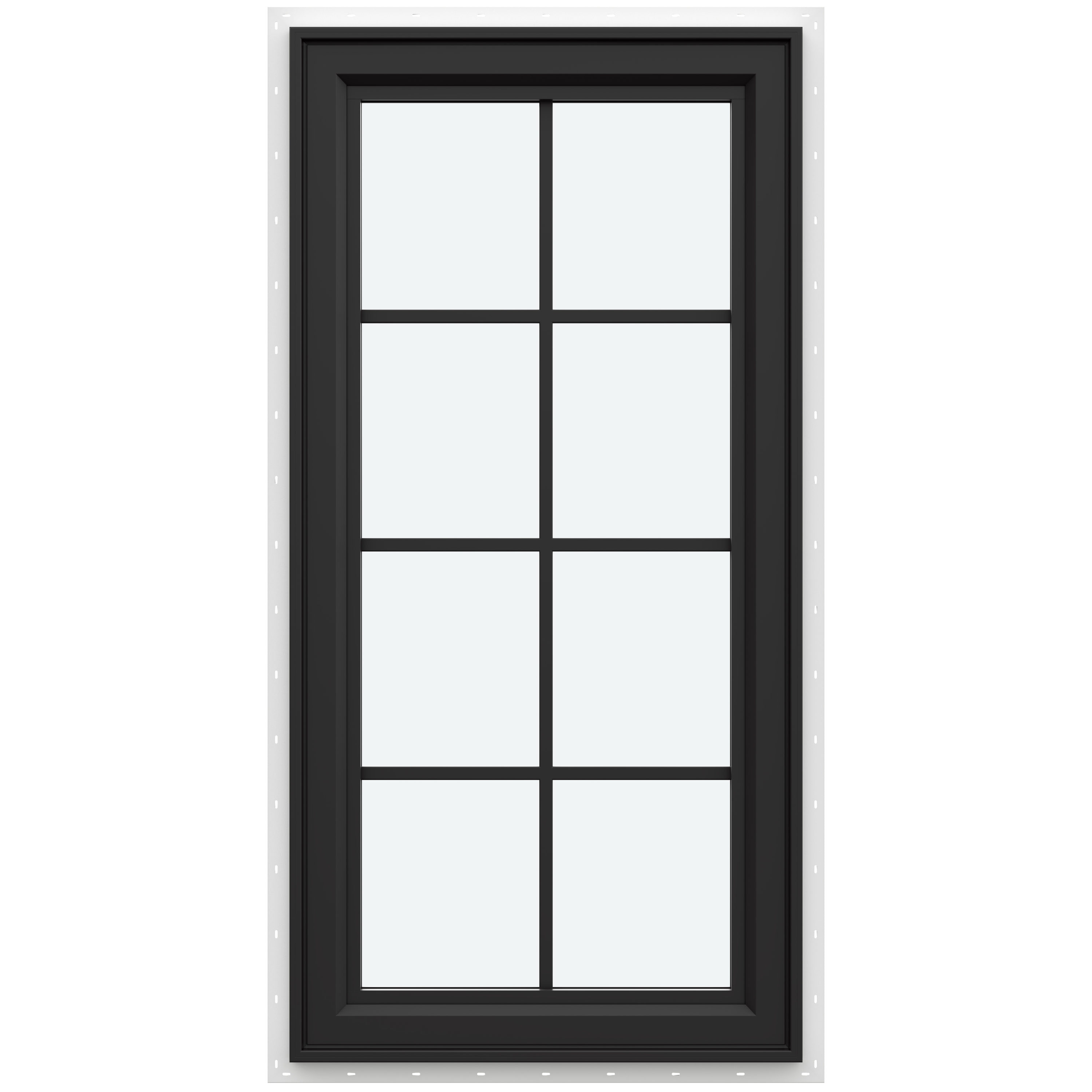 JELD-WEN LOWOLJW237600046 FiniShield V-4500 Black Right-Handed Vinyl Casement Window Annealed Glass with Grids ( Full Screen Included )