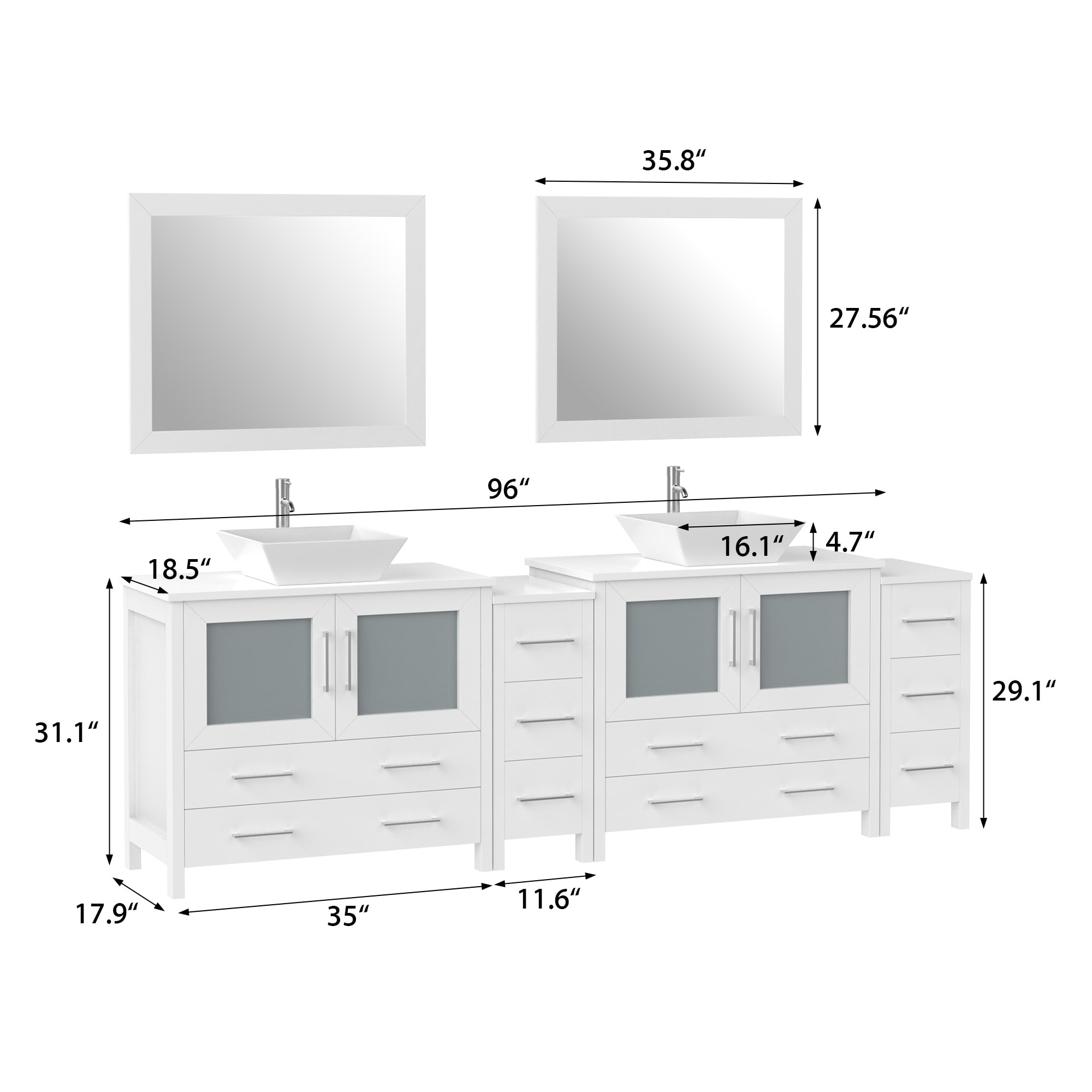 Vanity Art VA3136-96W Bath-Vanity-Combo - View #11