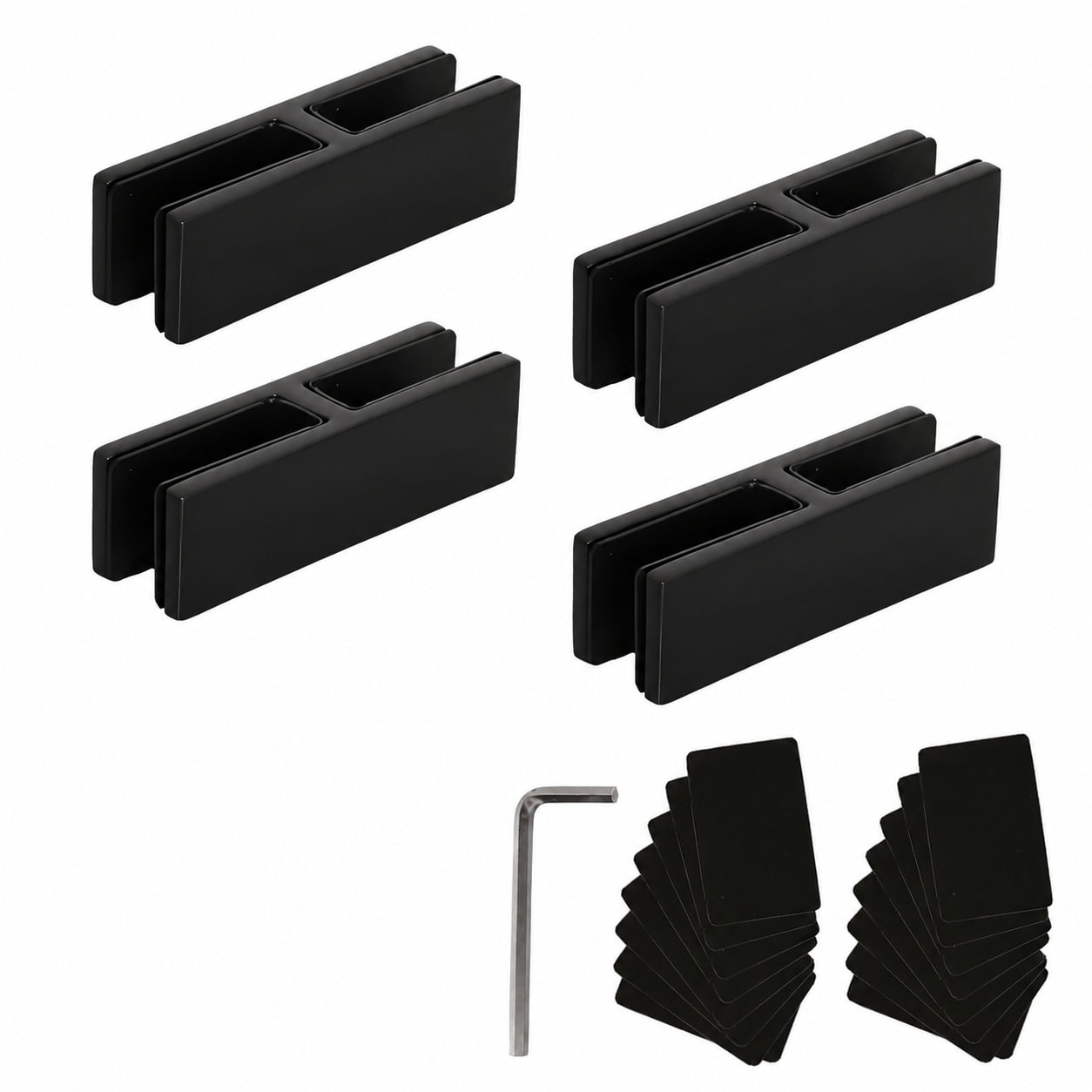 Aoibox  180 Degree Glass to Glass Railing Clamps 4 Pack Black 304 Stainless Steel with Rubber Gaskets for Balustrade