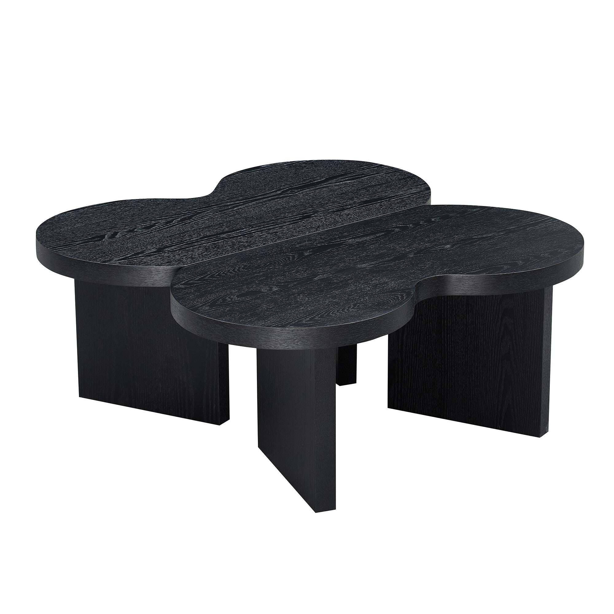 Bybafun Corner MDF Black 31.49-in W x 13.77-in H Coffee Table